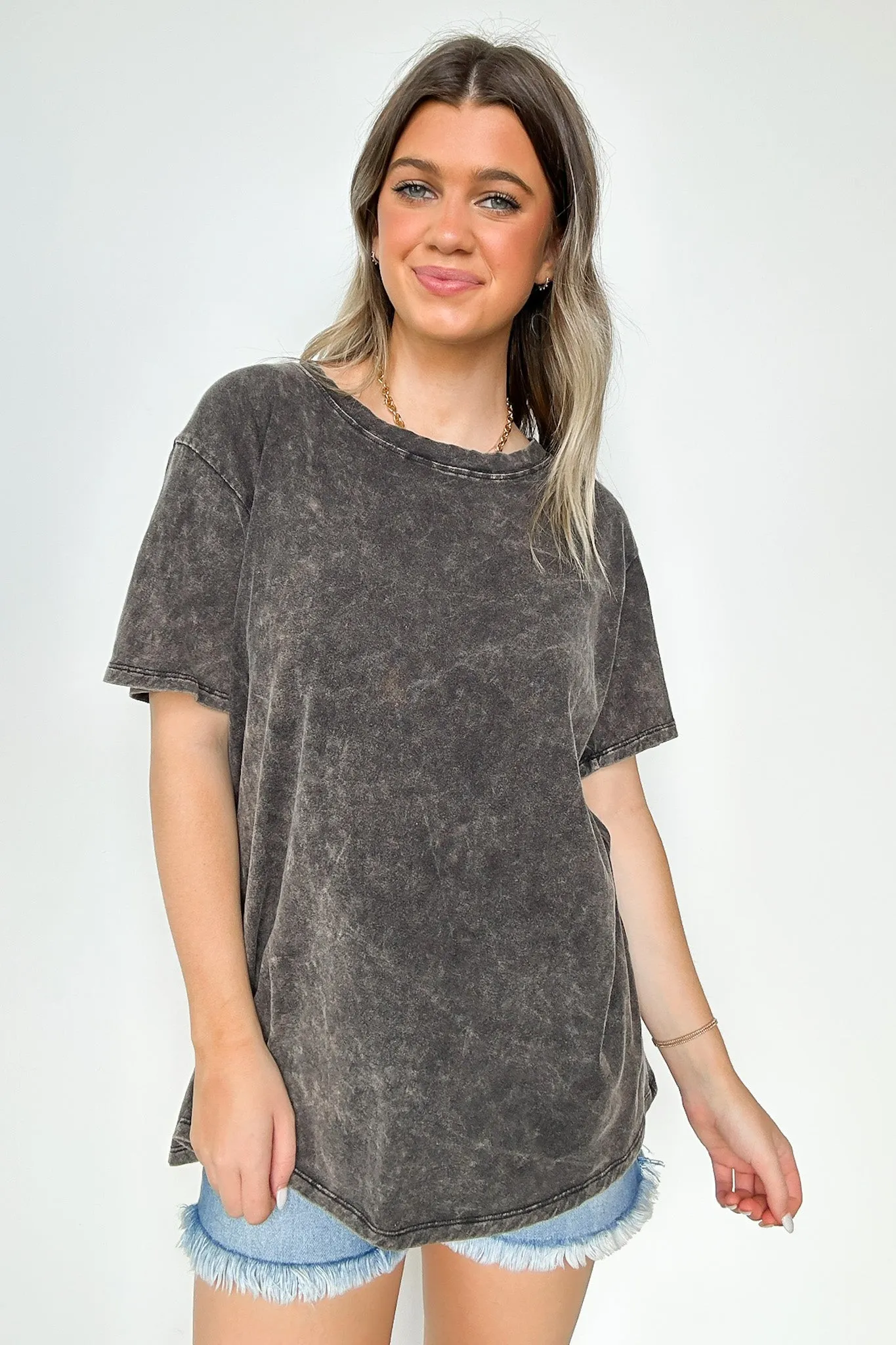 Kaline Mineral Washed Short Sleeve Top - BACK IN STOCK