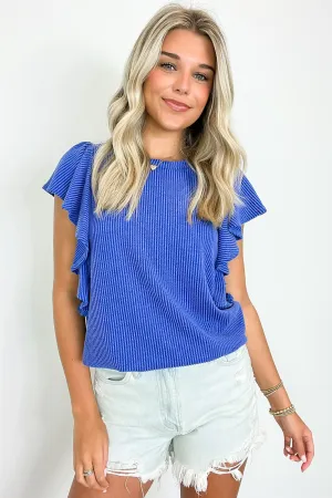Kameryn Ribbed Knit Ruffle Sleeve Top - BACK IN STOCK