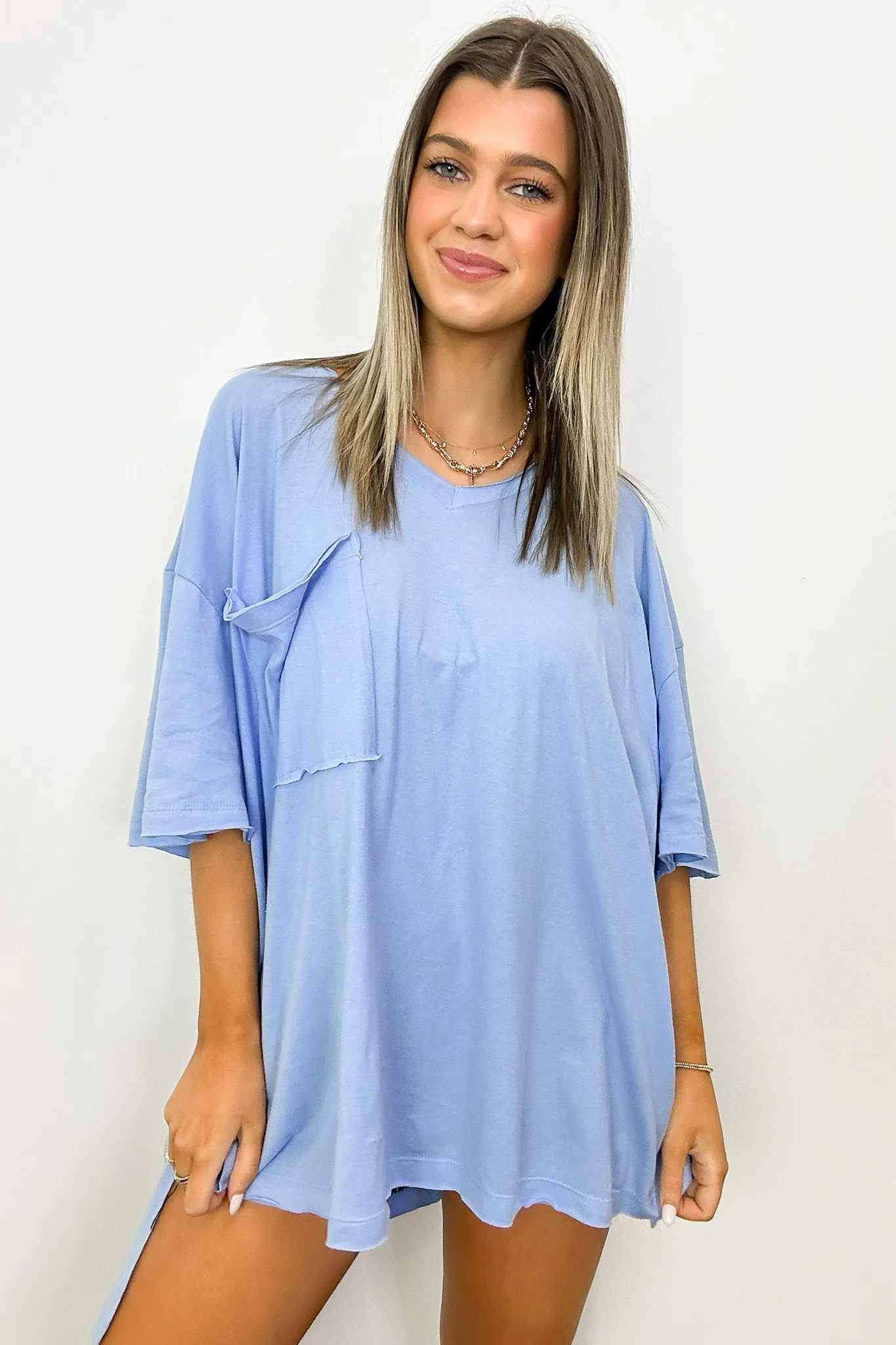Kamree Oversized Raw Edge Pocket Top - BACK IN STOCK