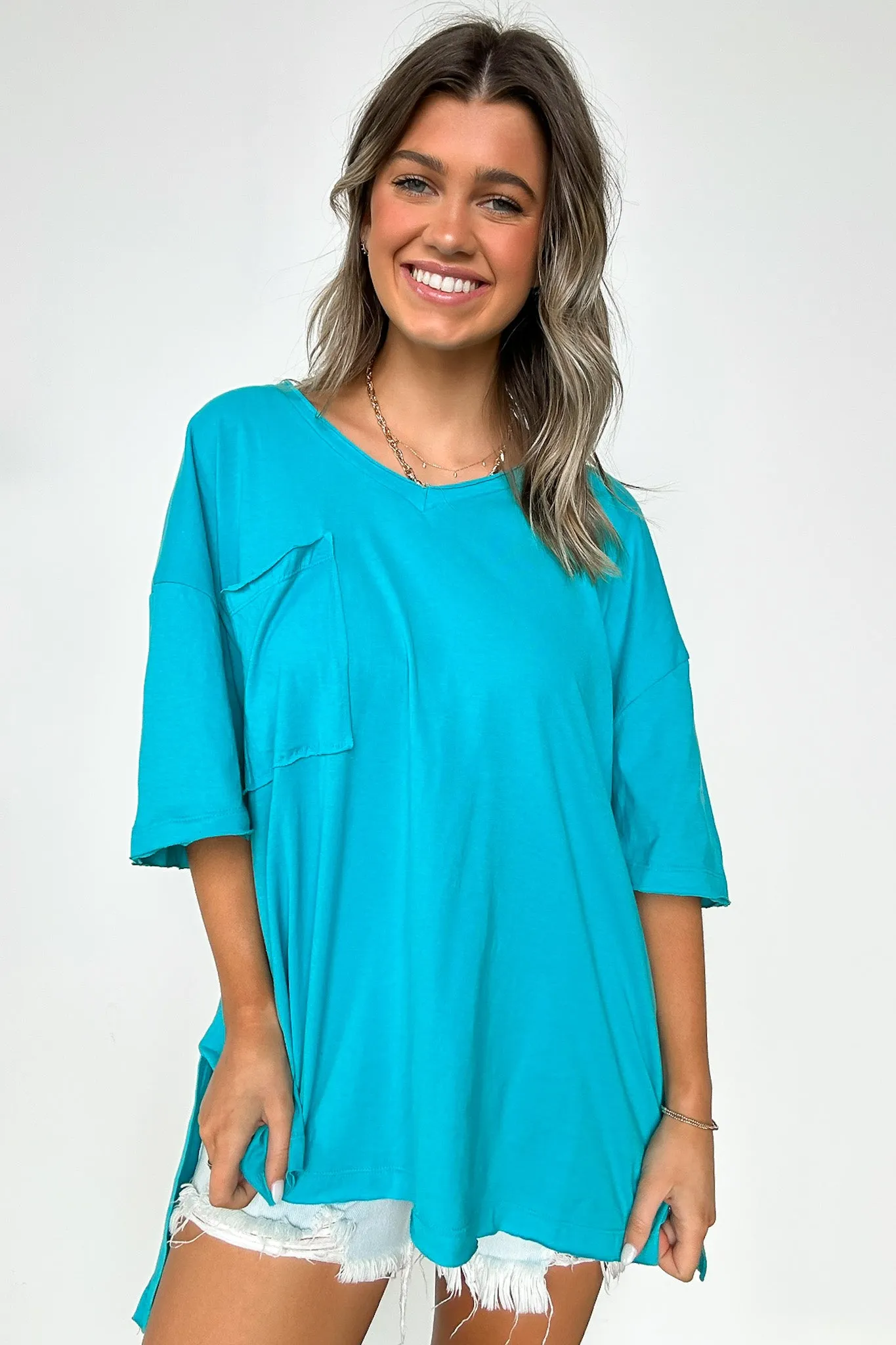 Kamree Oversized Raw Edge Pocket Top - BACK IN STOCK