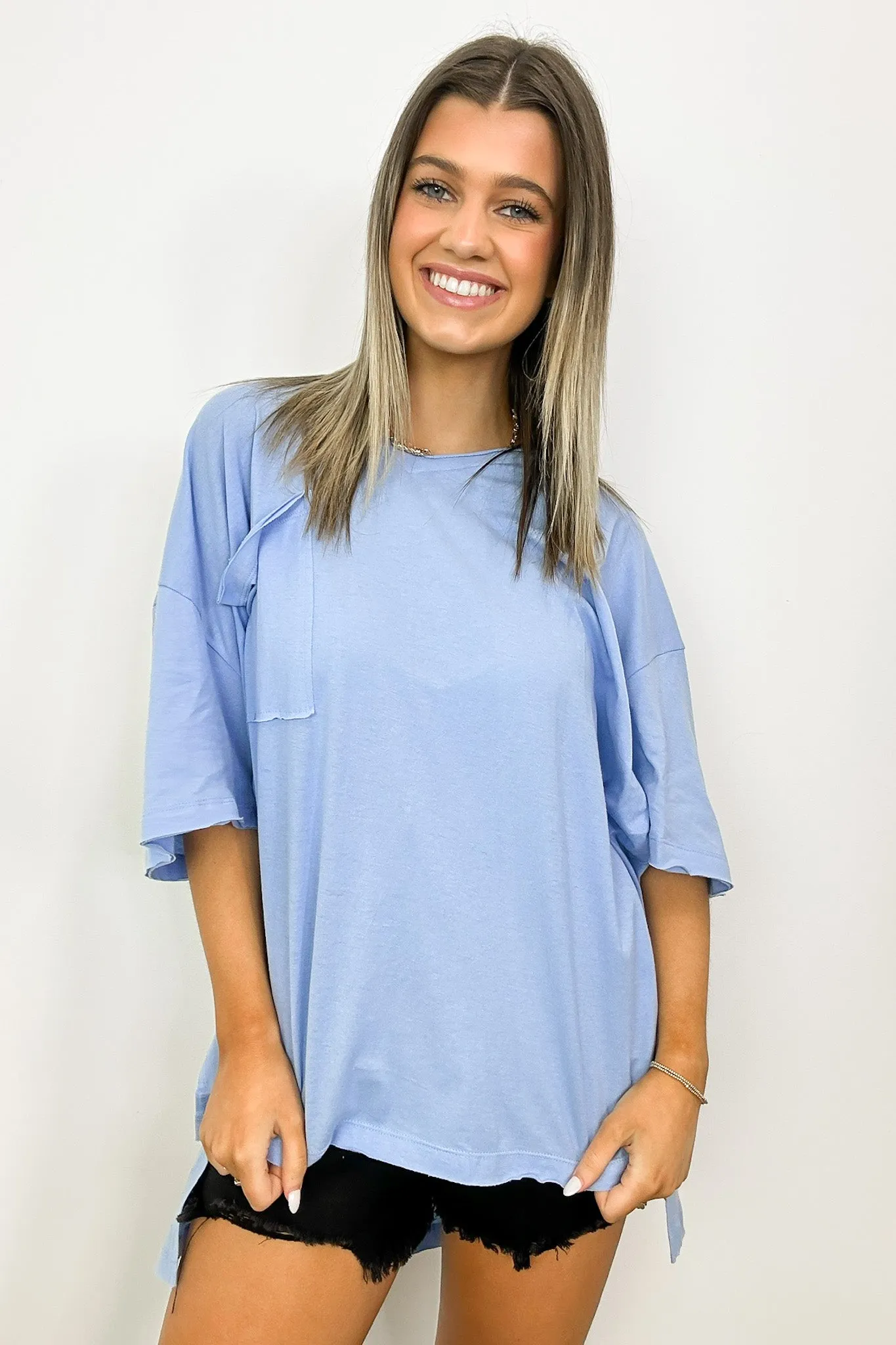 Kamree Oversized Raw Edge Pocket Top - BACK IN STOCK