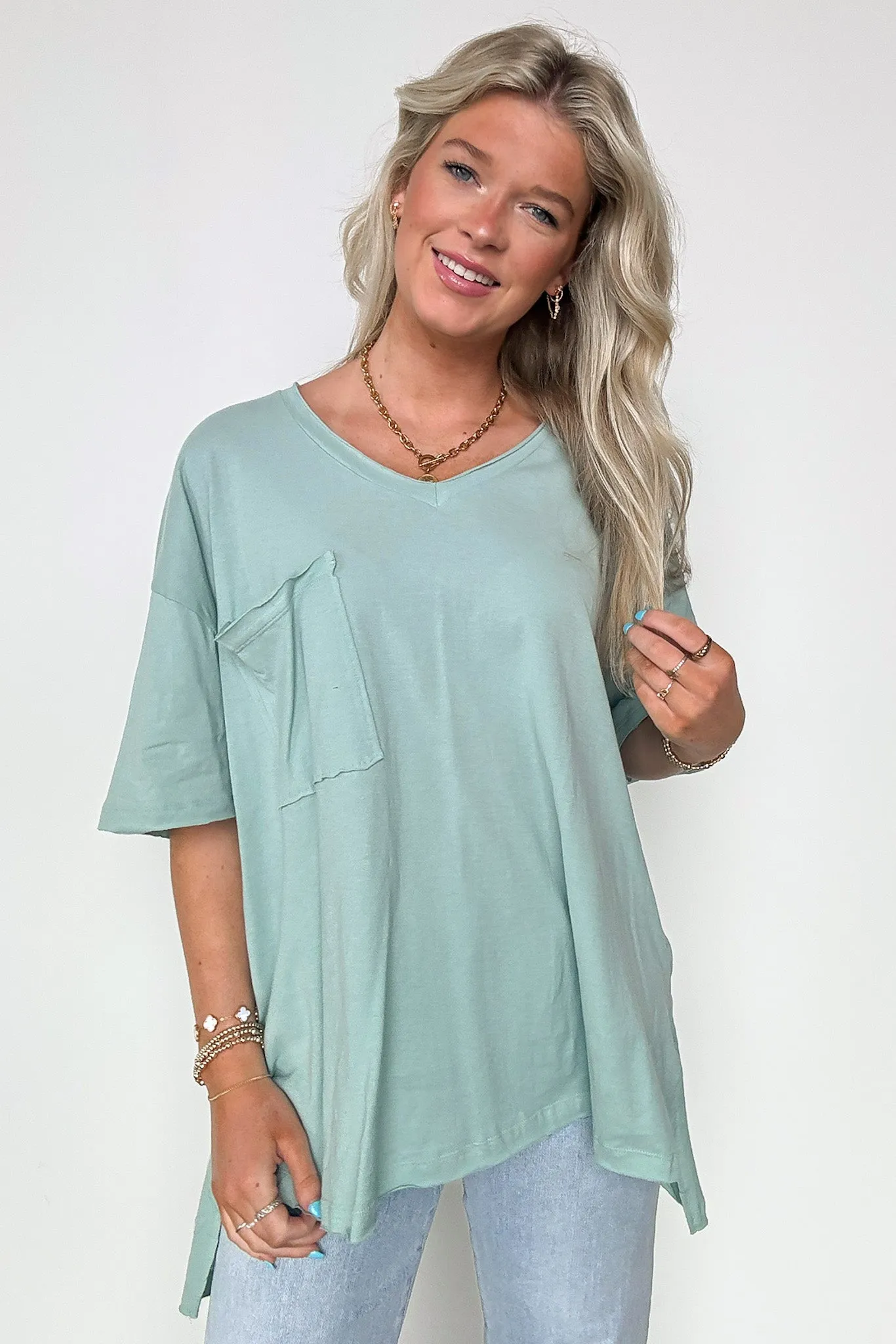 Kamree Oversized Raw Edge Pocket Top - BACK IN STOCK