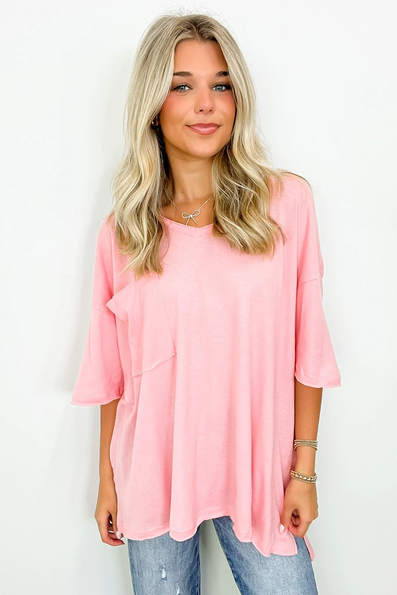 Kamree Oversized Raw Edge Pocket Top - BACK IN STOCK