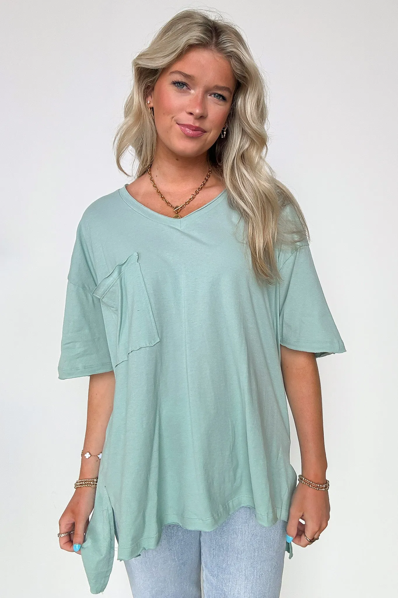Kamree Oversized Raw Edge Pocket Top - BACK IN STOCK