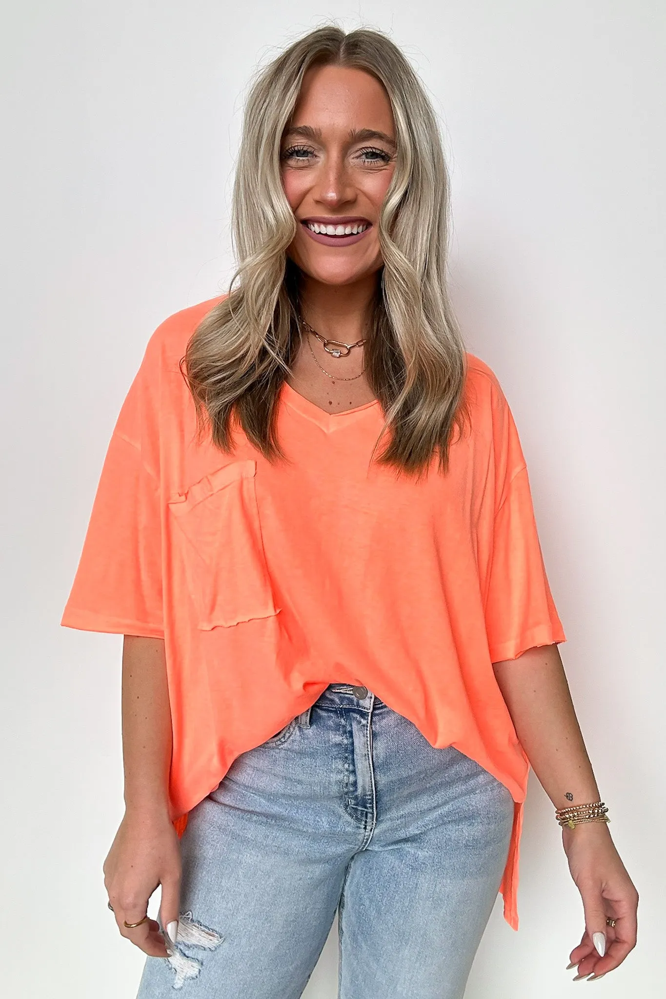 Kamree Oversized Raw Edge Pocket Top - BACK IN STOCK