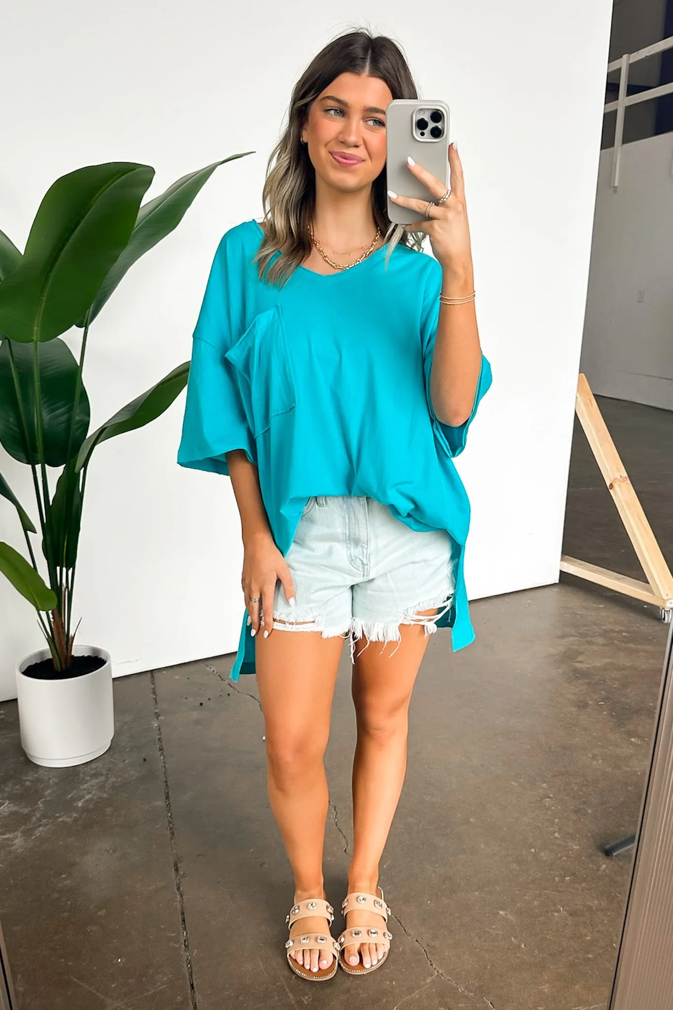 Kamree Oversized Raw Edge Pocket Top - BACK IN STOCK