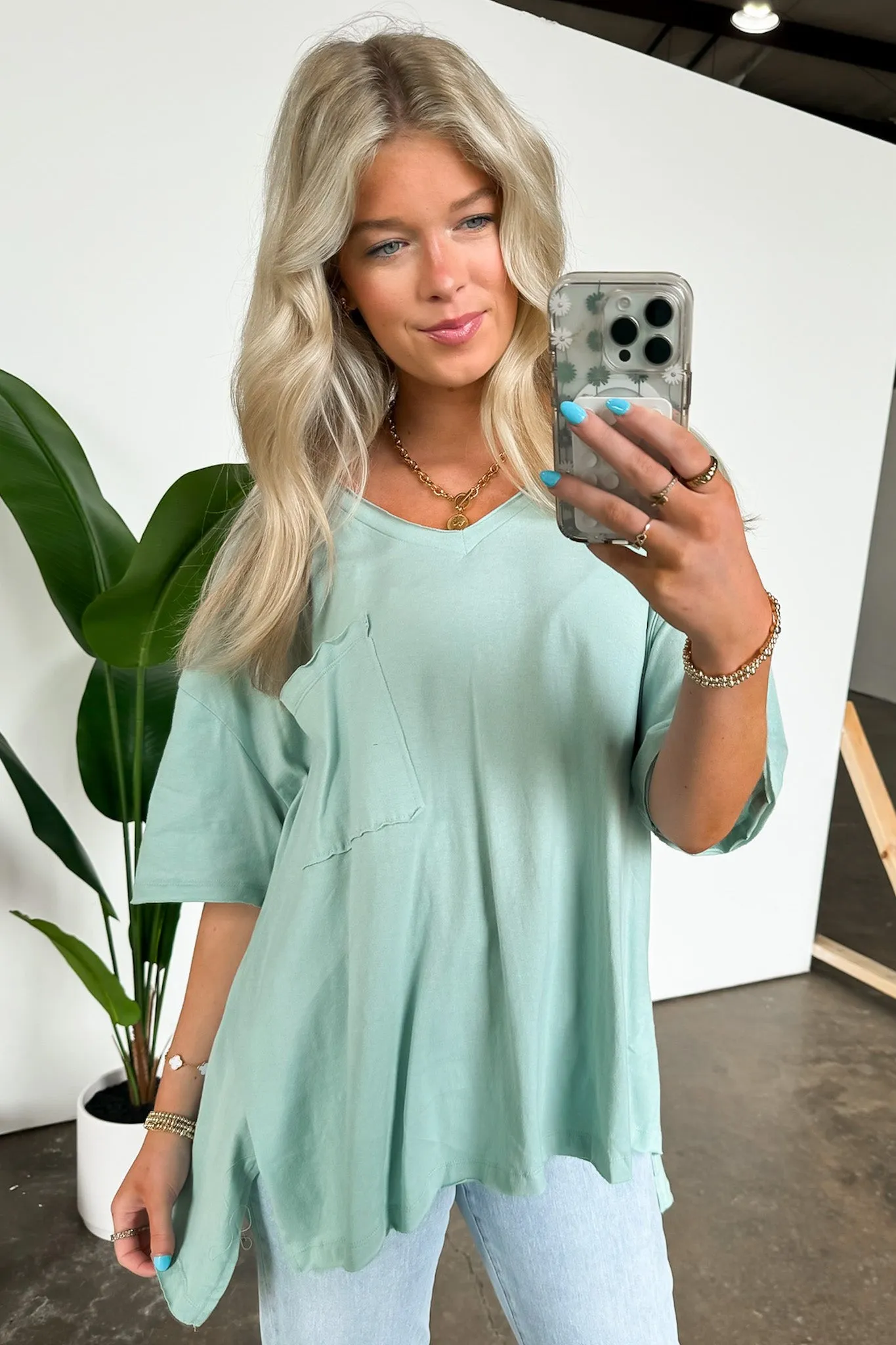 Kamree Oversized Raw Edge Pocket Top - BACK IN STOCK