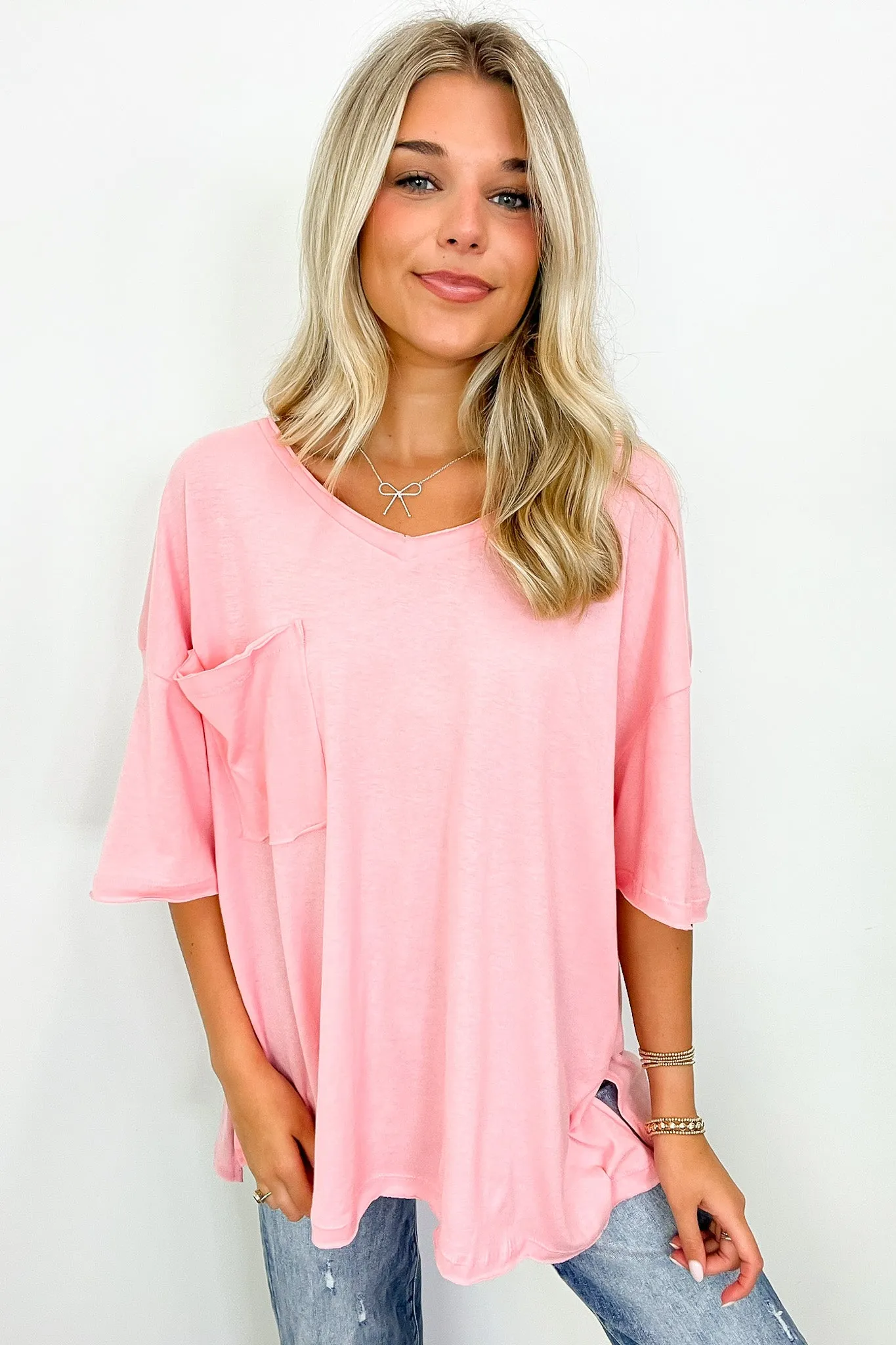 Kamree Oversized Raw Edge Pocket Top - BACK IN STOCK