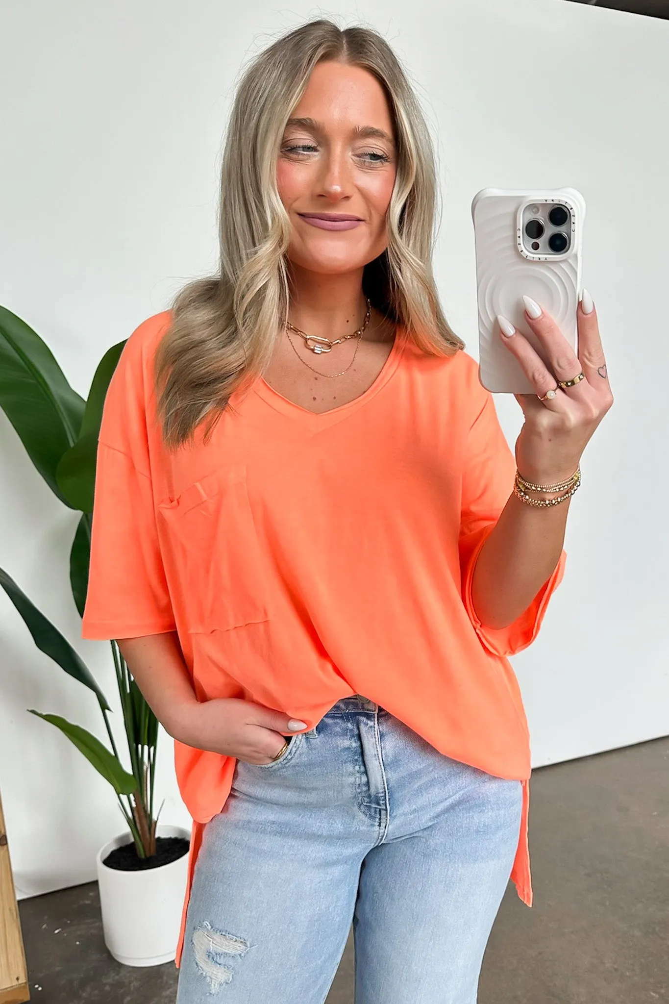 Kamree Oversized Raw Edge Pocket Top - BACK IN STOCK