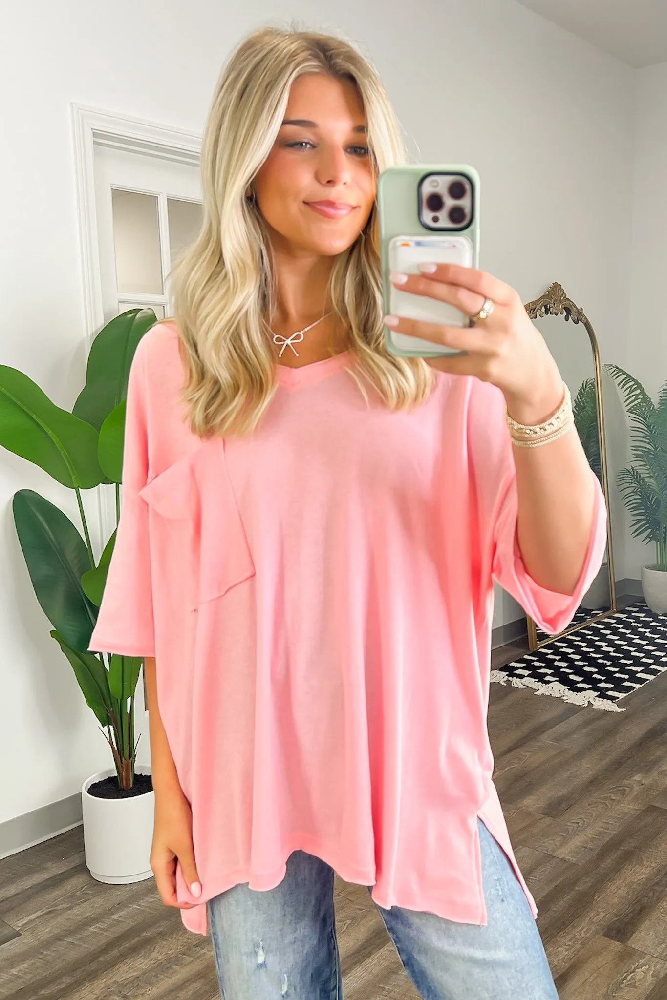 Kamree Oversized Raw Edge Pocket Top - BACK IN STOCK