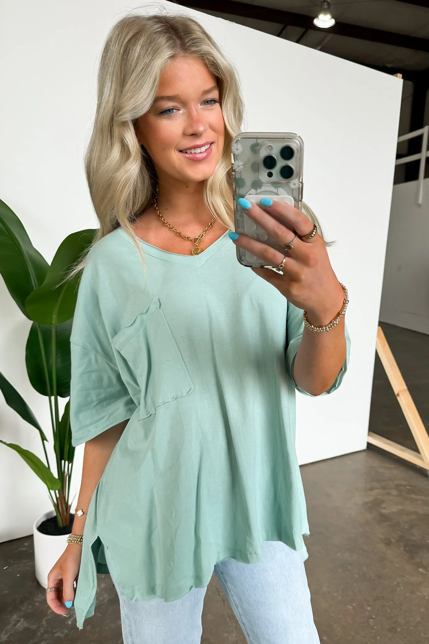 Kamree Oversized Raw Edge Pocket Top - BACK IN STOCK