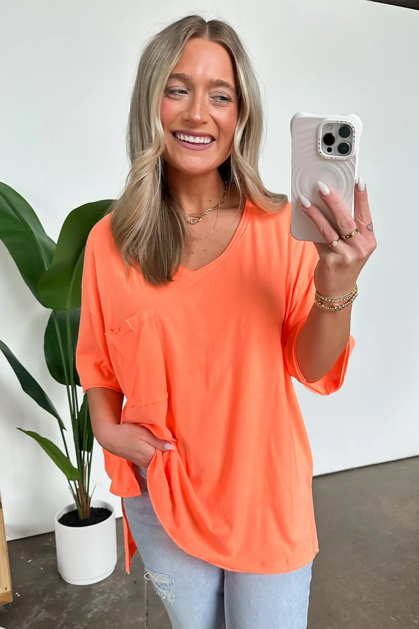 Kamree Oversized Raw Edge Pocket Top - BACK IN STOCK