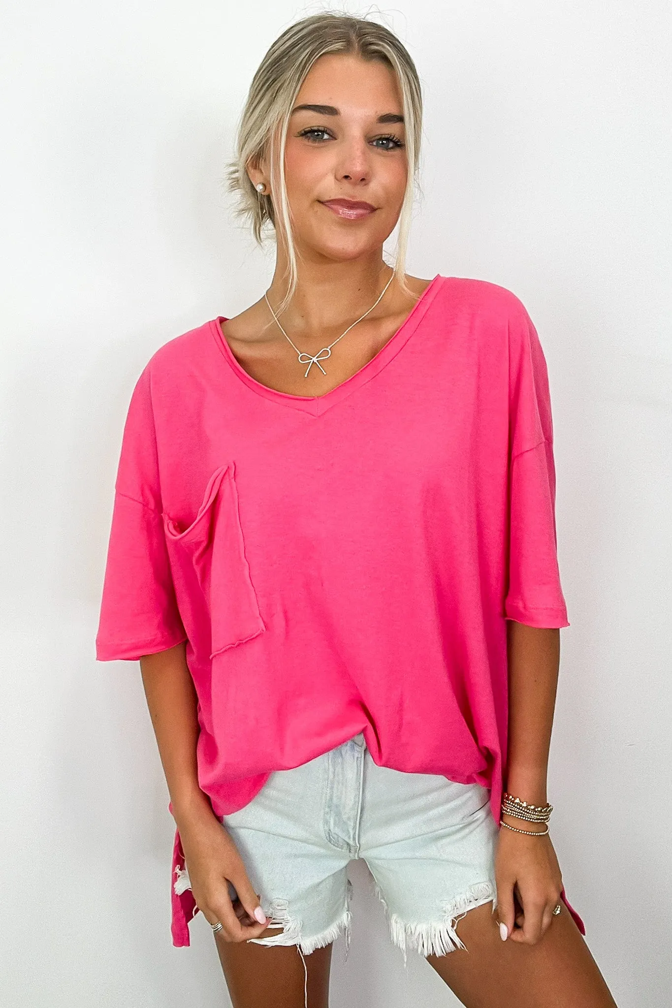 Kamree Oversized Raw Edge Pocket Top - BACK IN STOCK