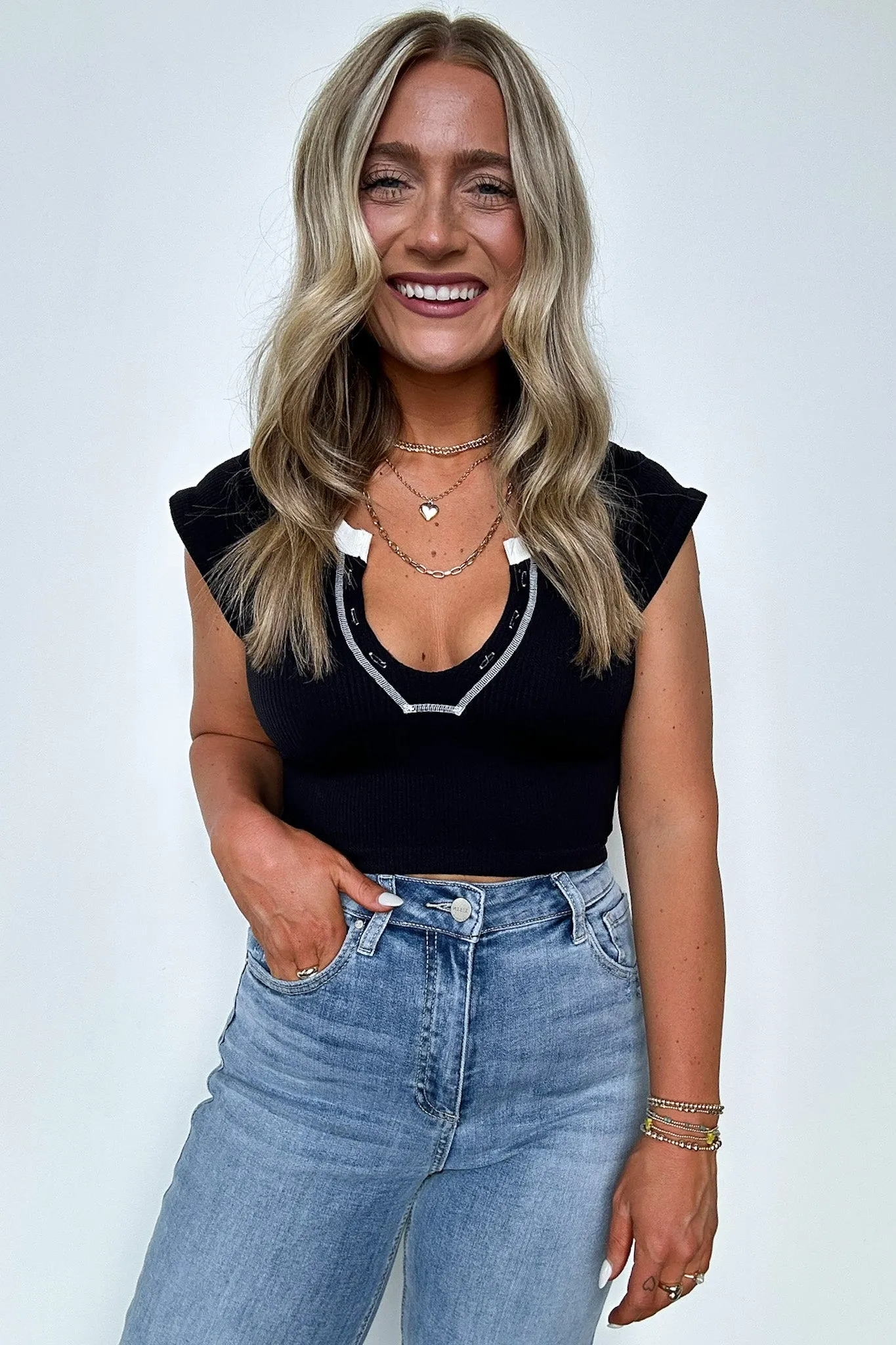 Karissa Notch Neck Ribbed Top - FINAL SALE