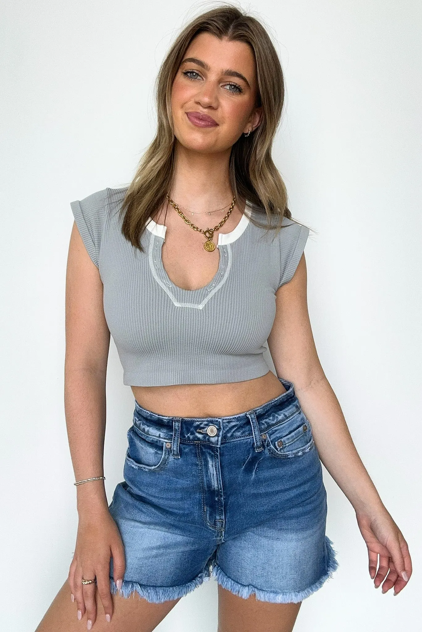 Karissa Notch Neck Ribbed Top - FINAL SALE