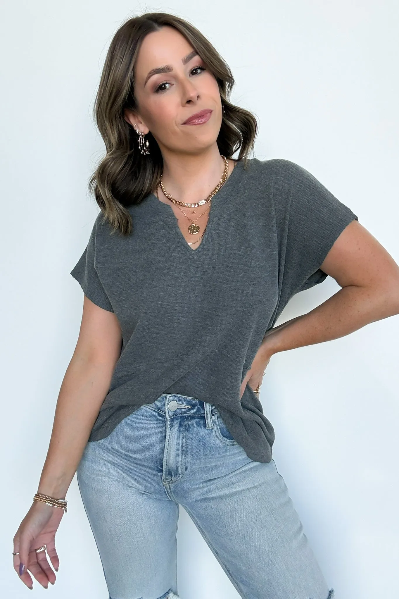 Karlan Mineral Washed Thermal Top - FINAL SALE