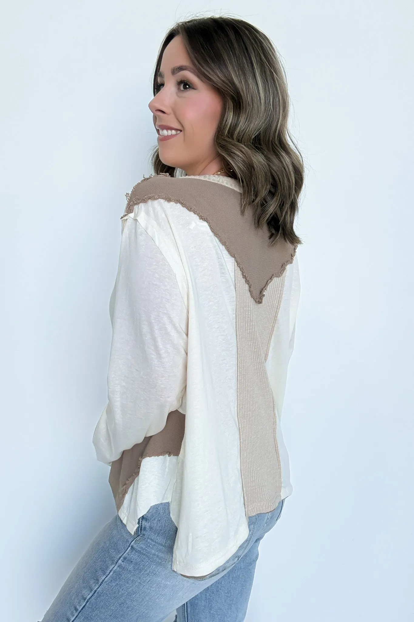 Karmen Notched Neck Color Block Contrast Top - FINAL SALE