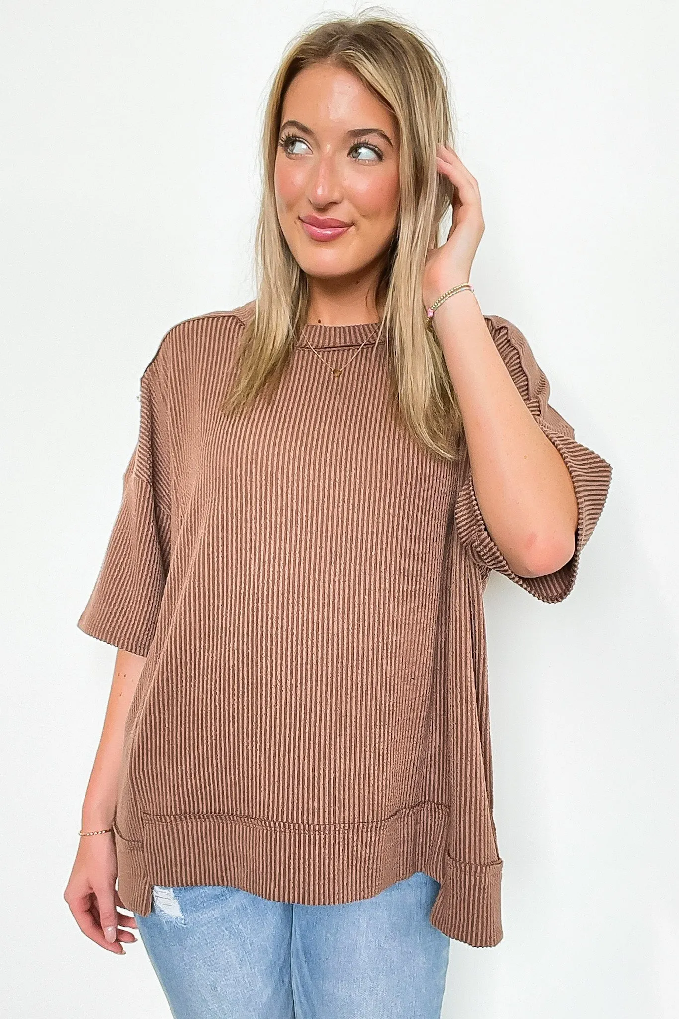 Karmyn Rib Knit Relaxed Fit Top
