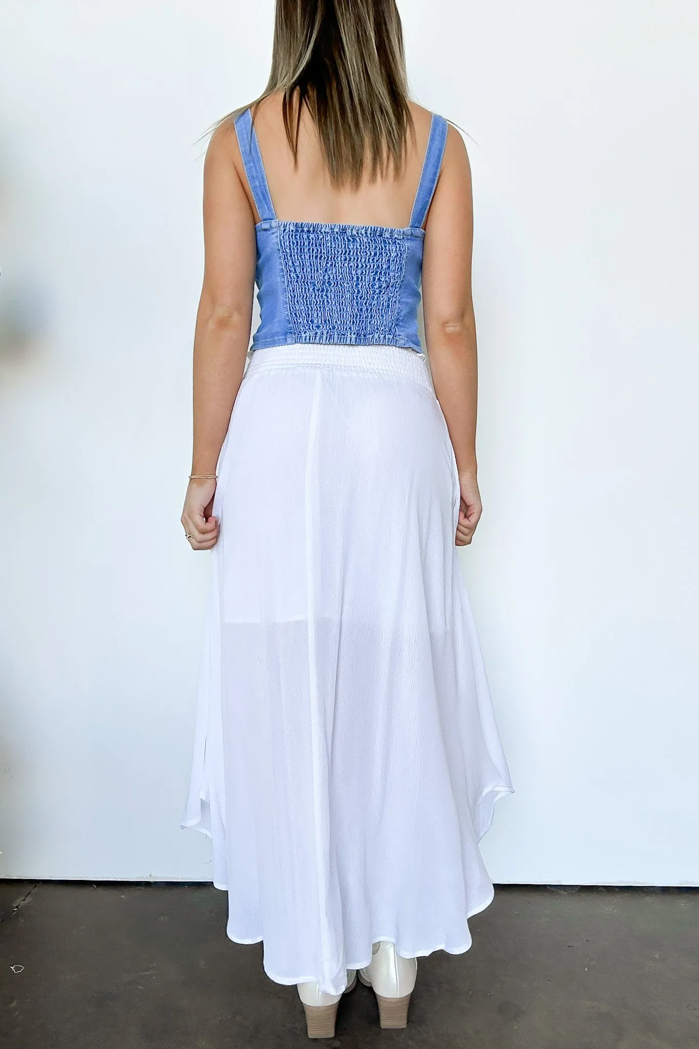 Katherinah High Rise Smocked Maxi Skirt