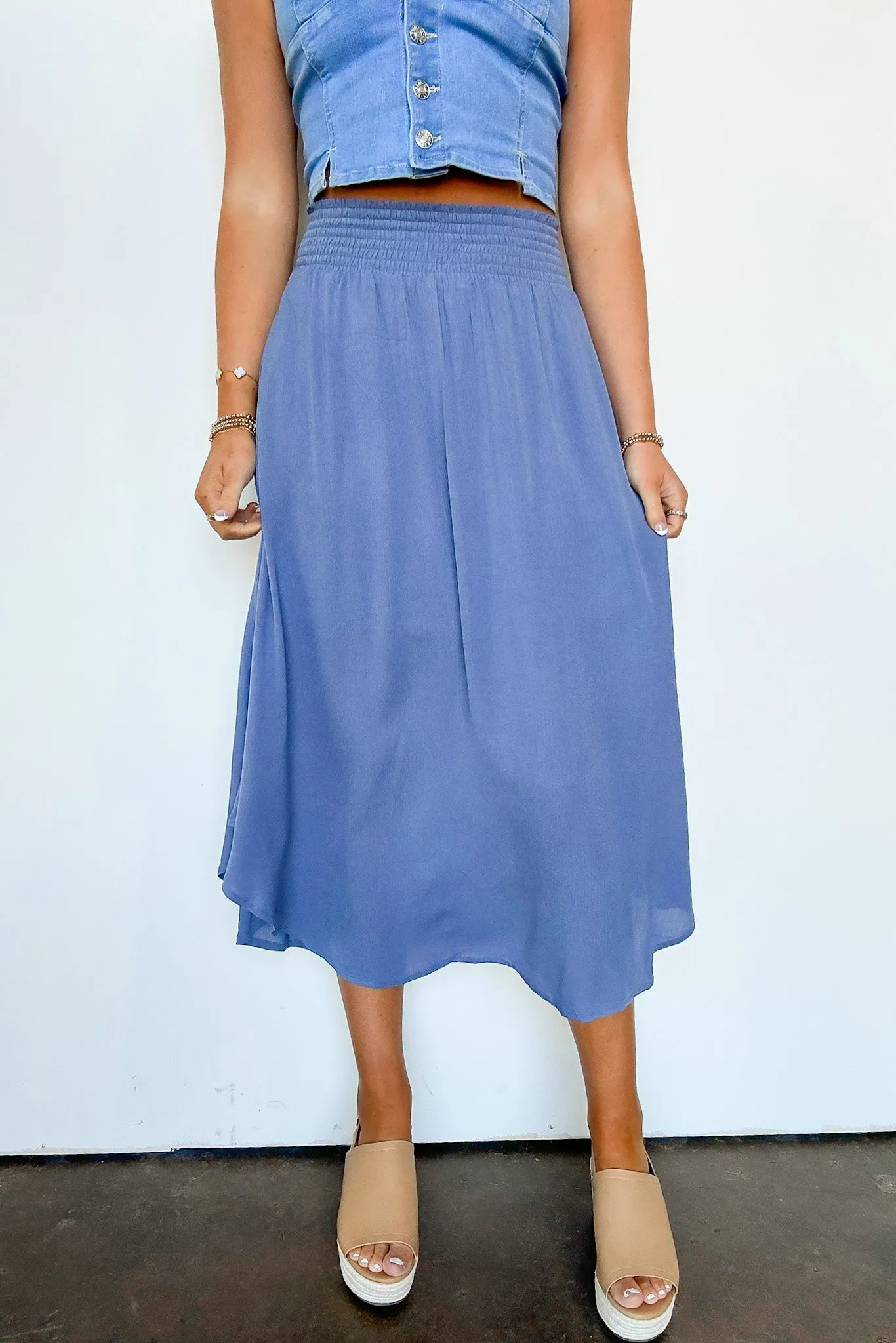 Katherinah High Rise Smocked Maxi Skirt