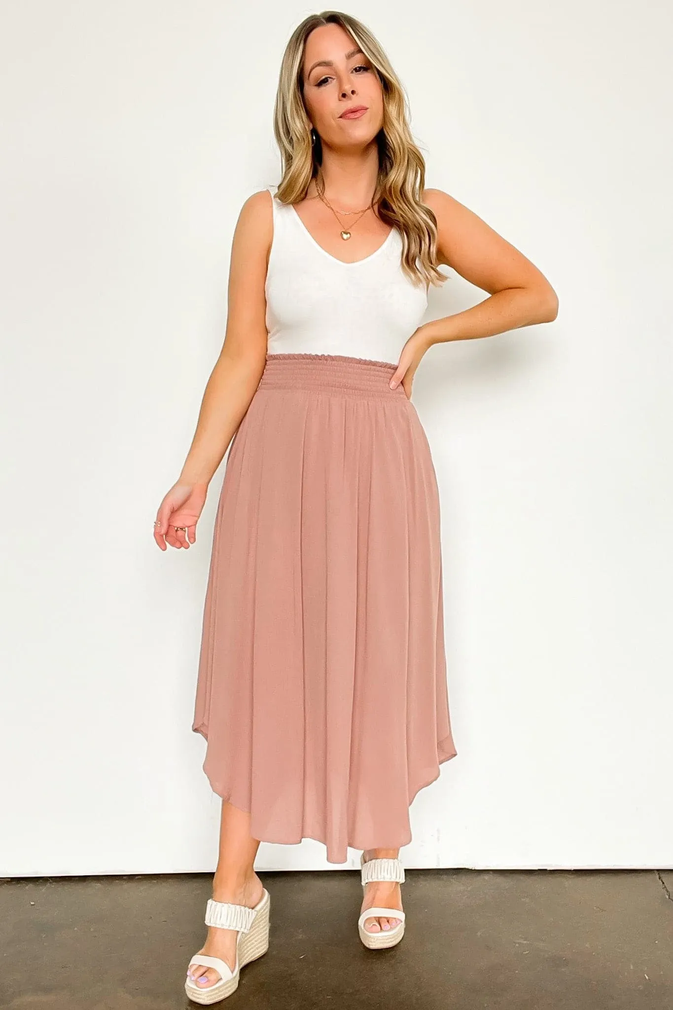 Katherinah High Rise Smocked Maxi Skirt