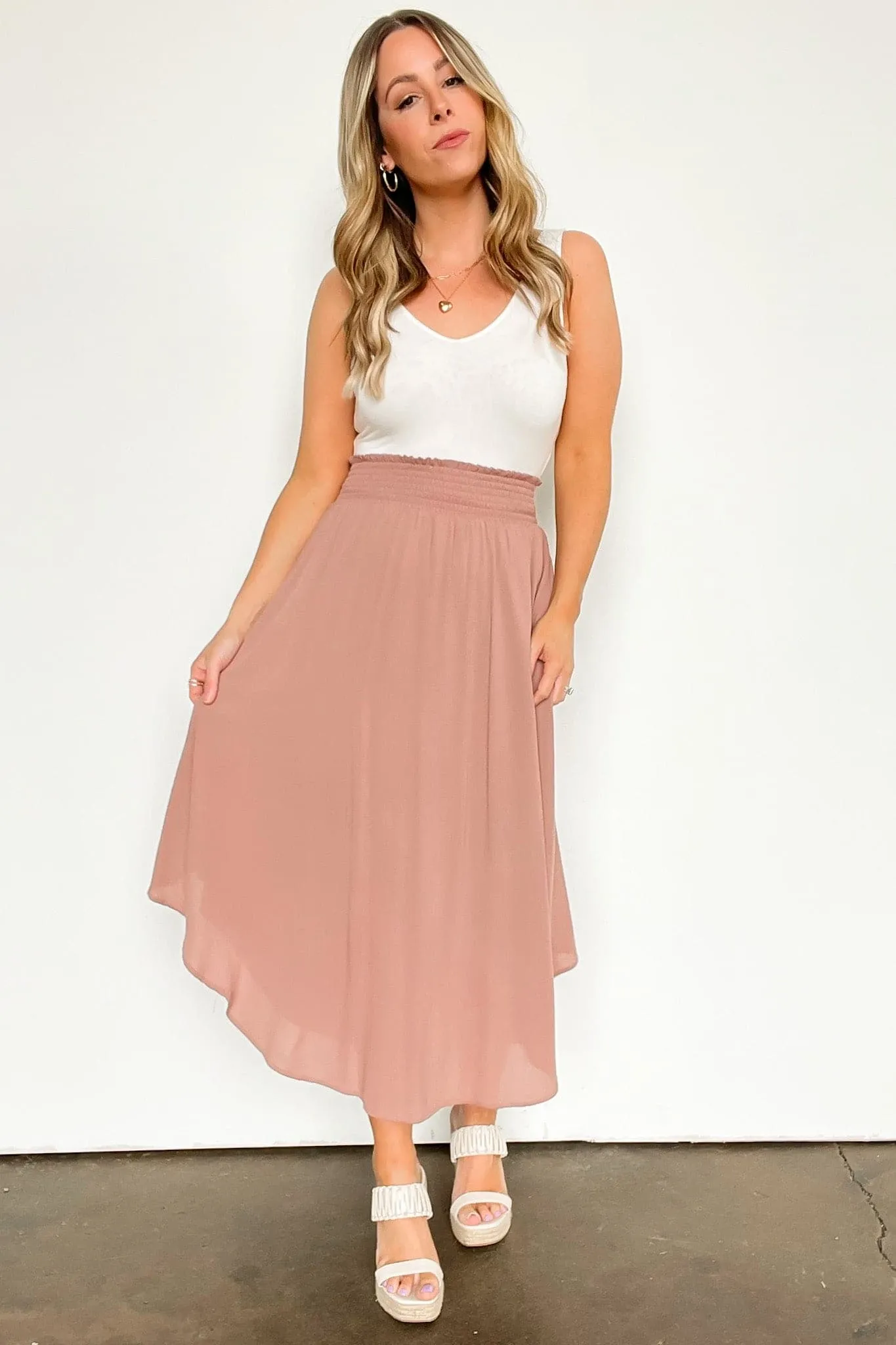Katherinah High Rise Smocked Maxi Skirt