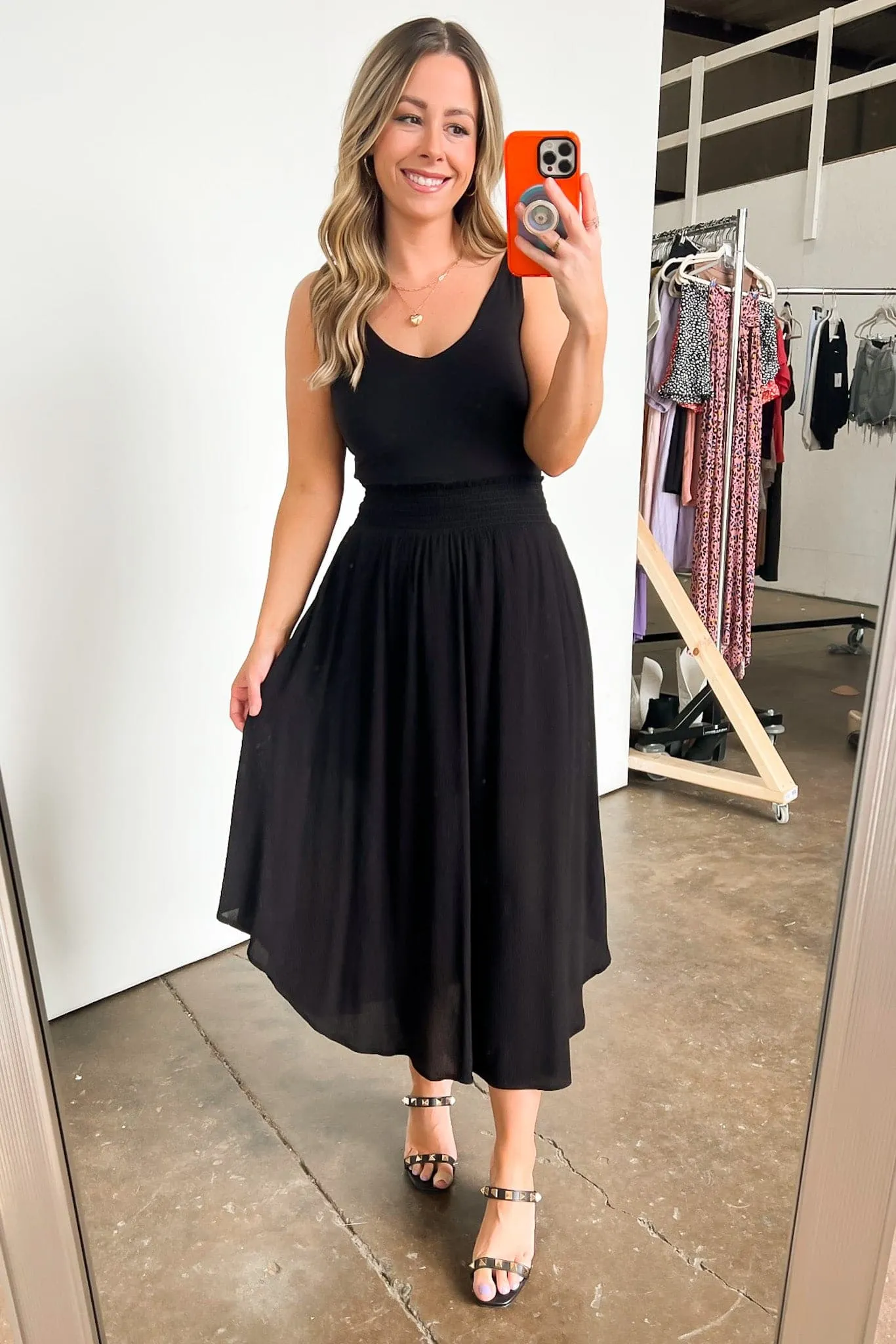 Katherinah High Rise Smocked Maxi Skirt
