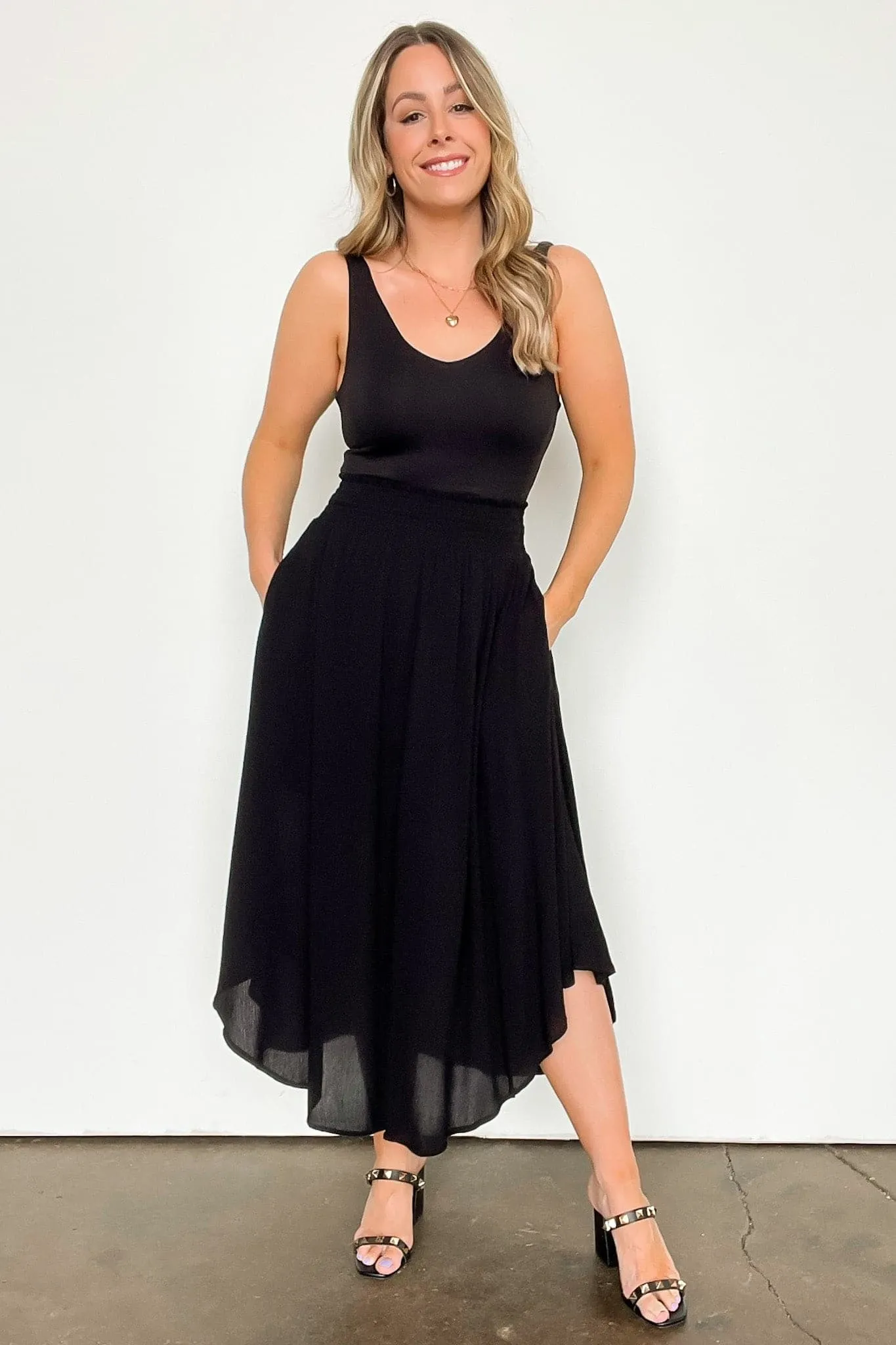 Katherinah High Rise Smocked Maxi Skirt