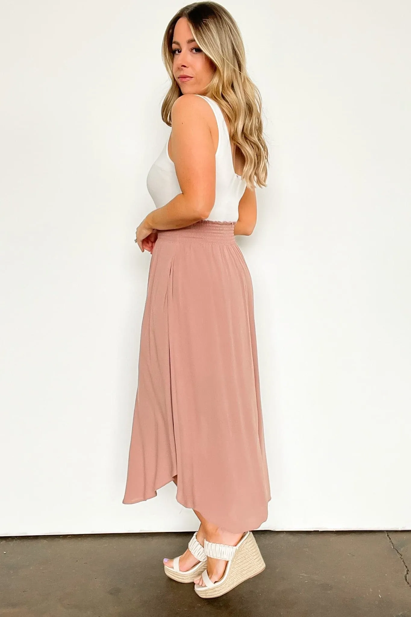 Katherinah High Rise Smocked Maxi Skirt