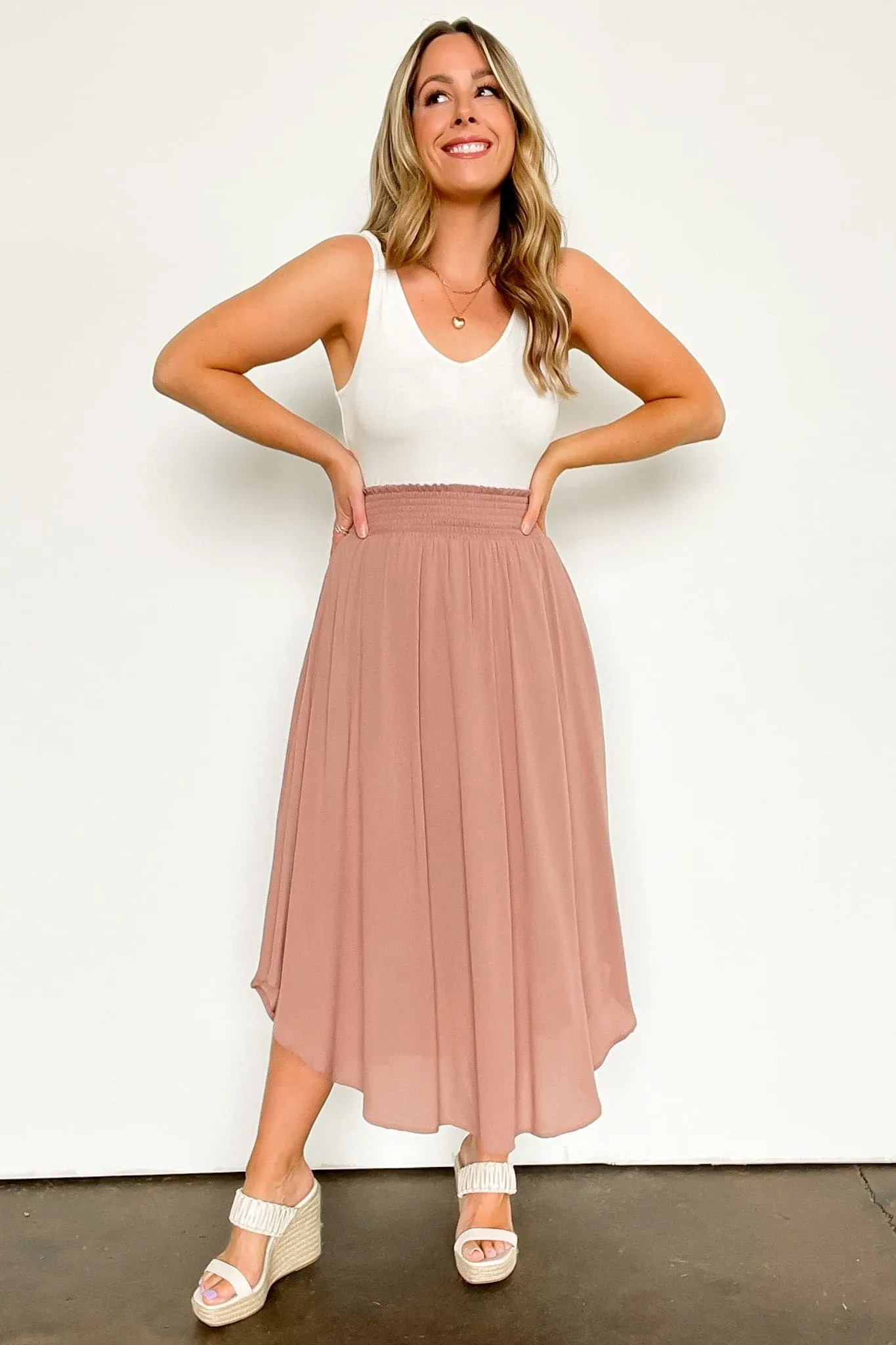 Katherinah High Rise Smocked Maxi Skirt