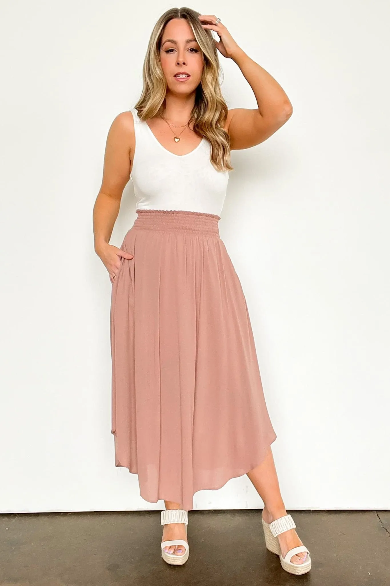 Katherinah High Rise Smocked Maxi Skirt