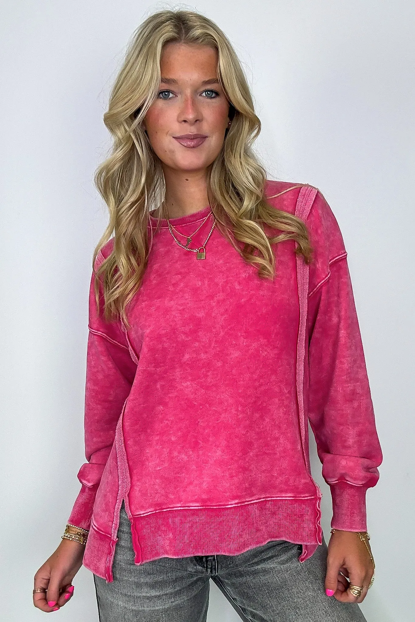 Kathryn Mineral Washed Oversized Pullover - FINAL SALE