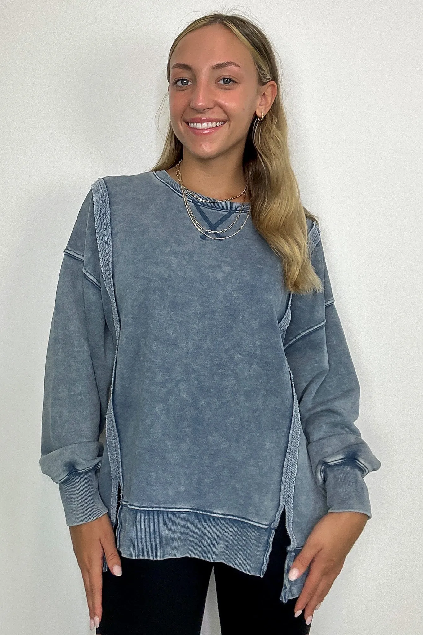 Kathryn Mineral Washed Oversized Pullover - FINAL SALE
