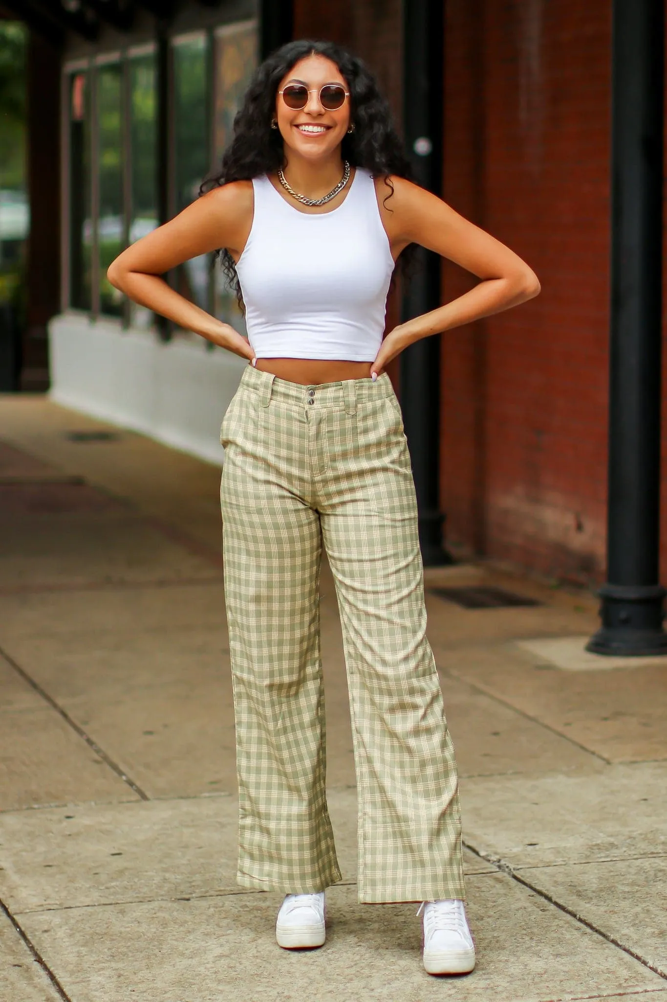 Keep it Cool Plaid Print Wide Leg Pants - FINAL SALE