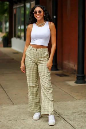Keep it Cool Plaid Print Wide Leg Pants - FINAL SALE