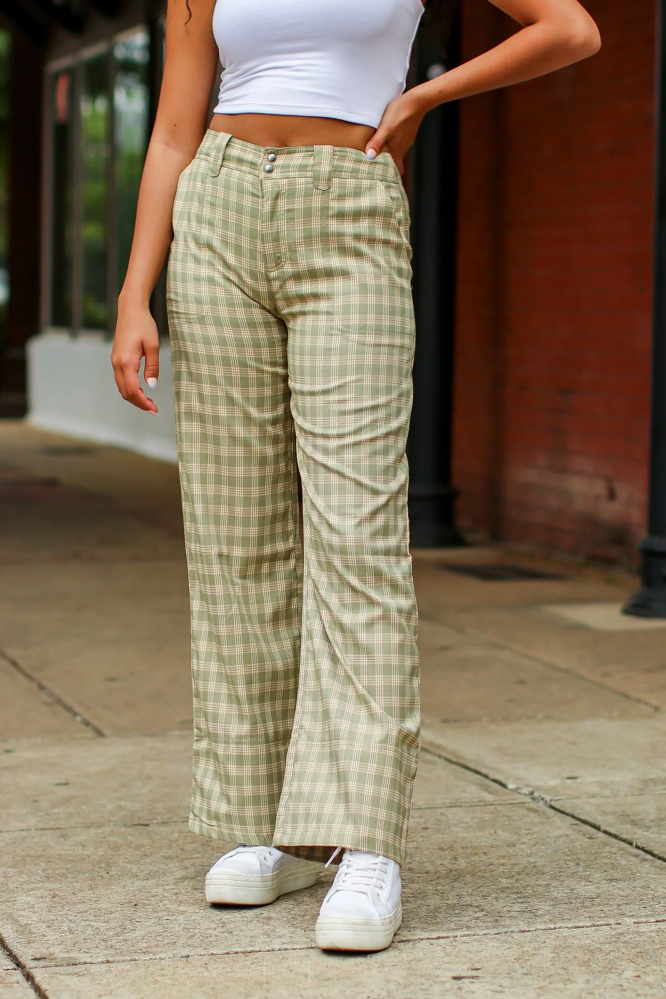 Keep it Cool Plaid Print Wide Leg Pants - FINAL SALE