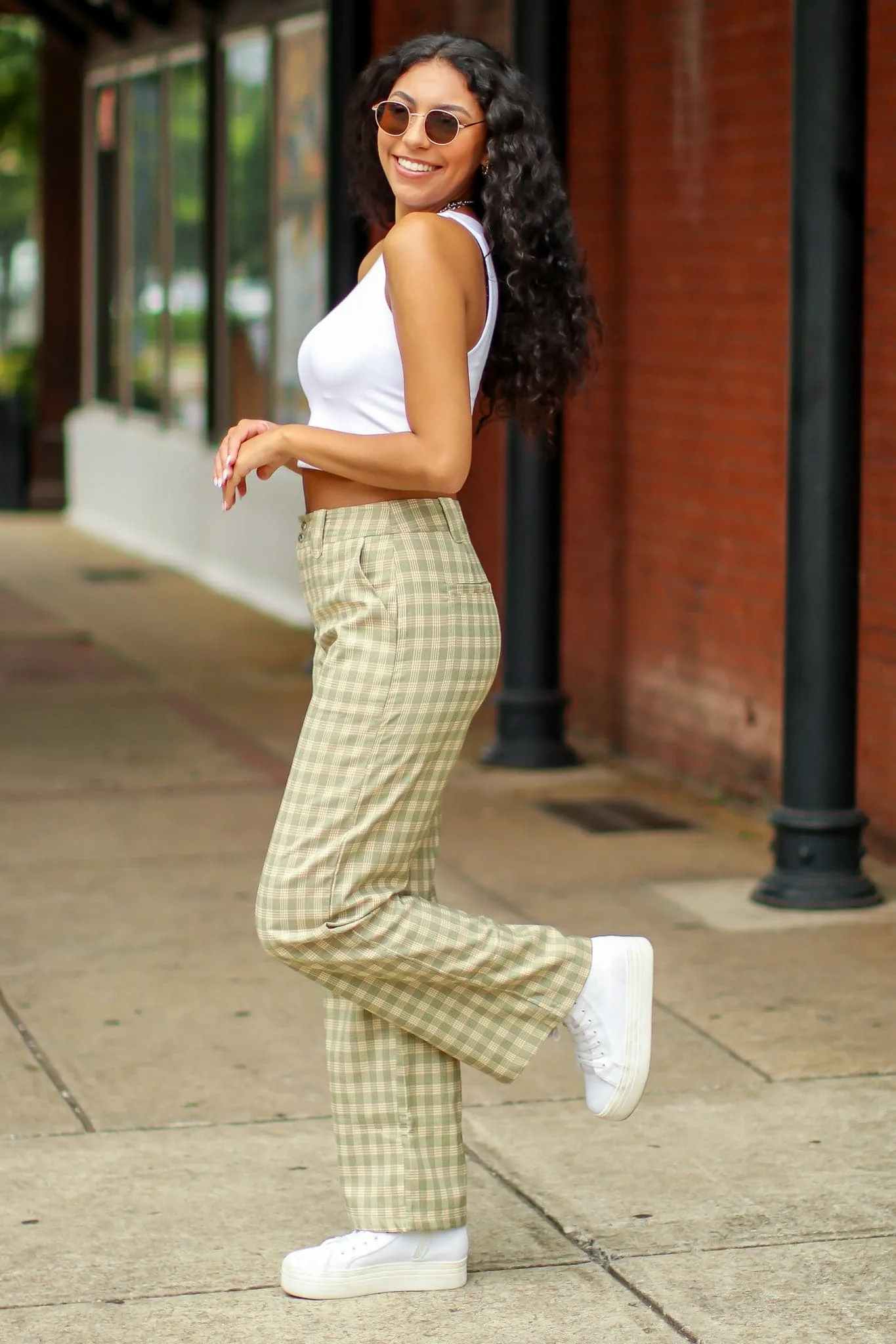 Keep it Cool Plaid Print Wide Leg Pants - FINAL SALE
