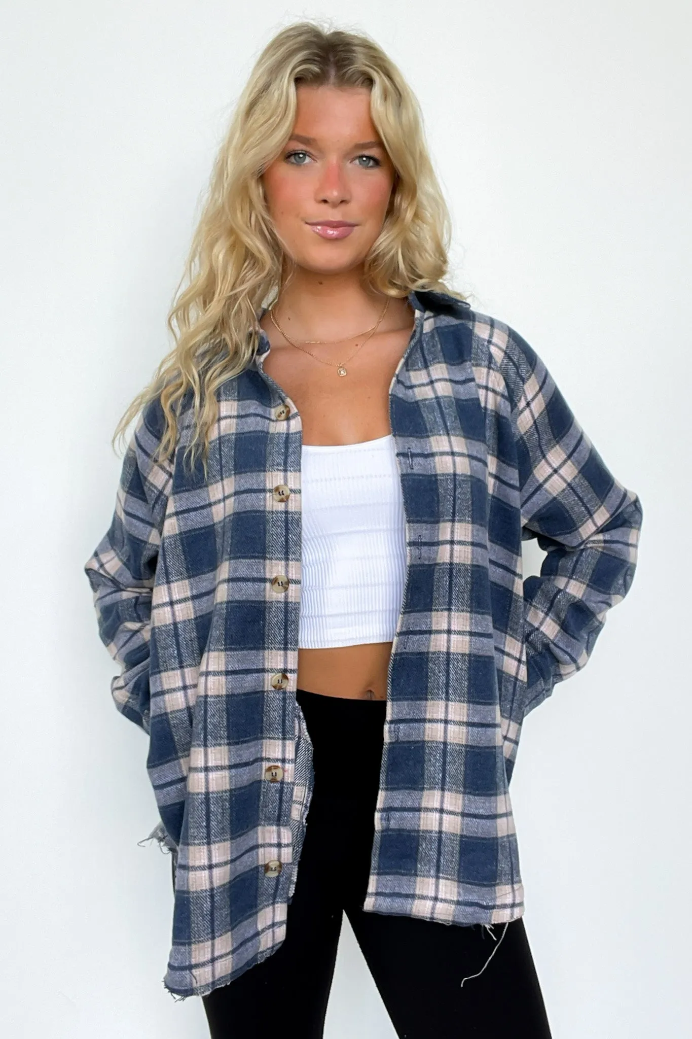 Keep It Cozy Oversized Button Down Plaid Flannel Top - FINAL SALE
