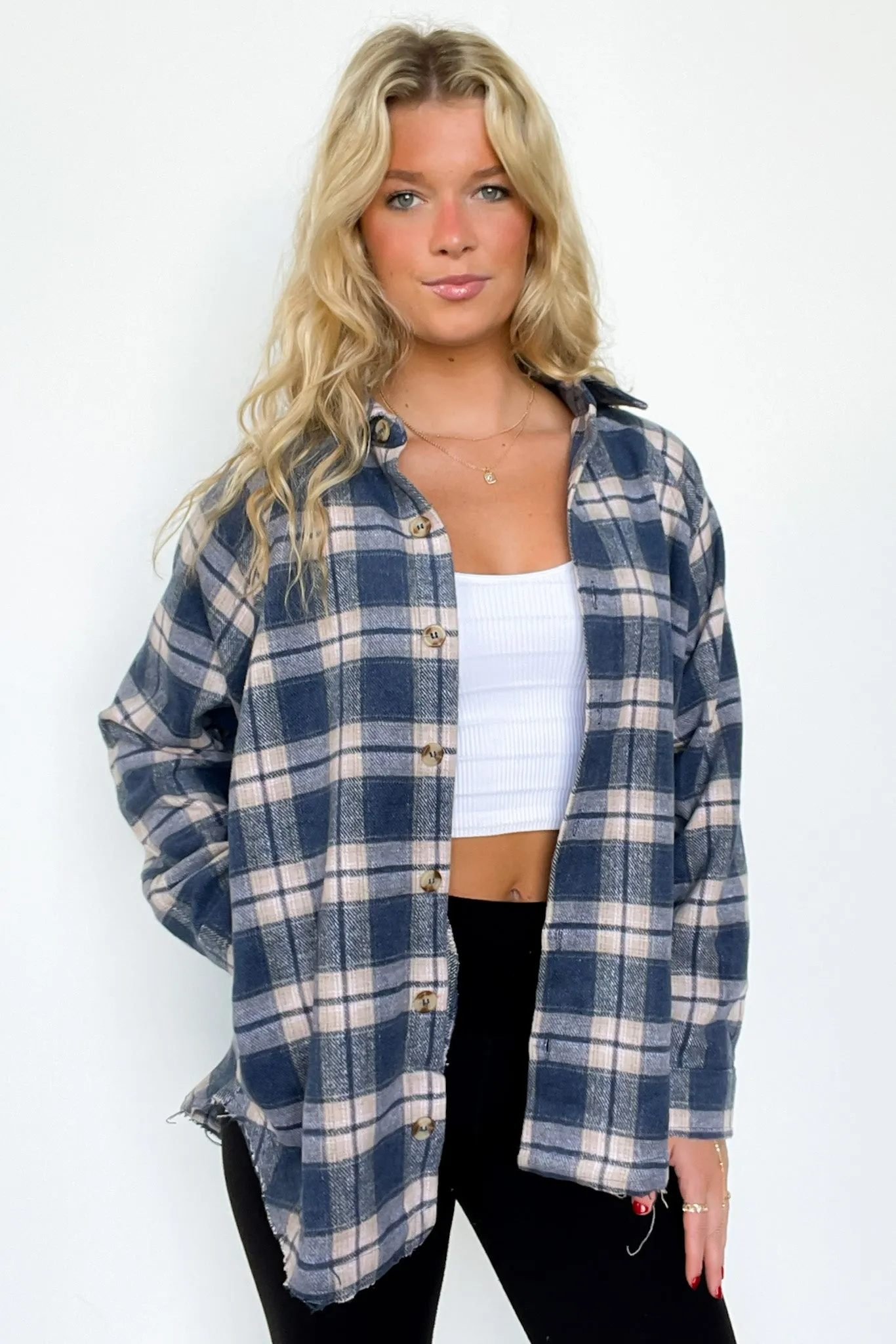 Keep It Cozy Oversized Button Down Plaid Flannel Top - FINAL SALE