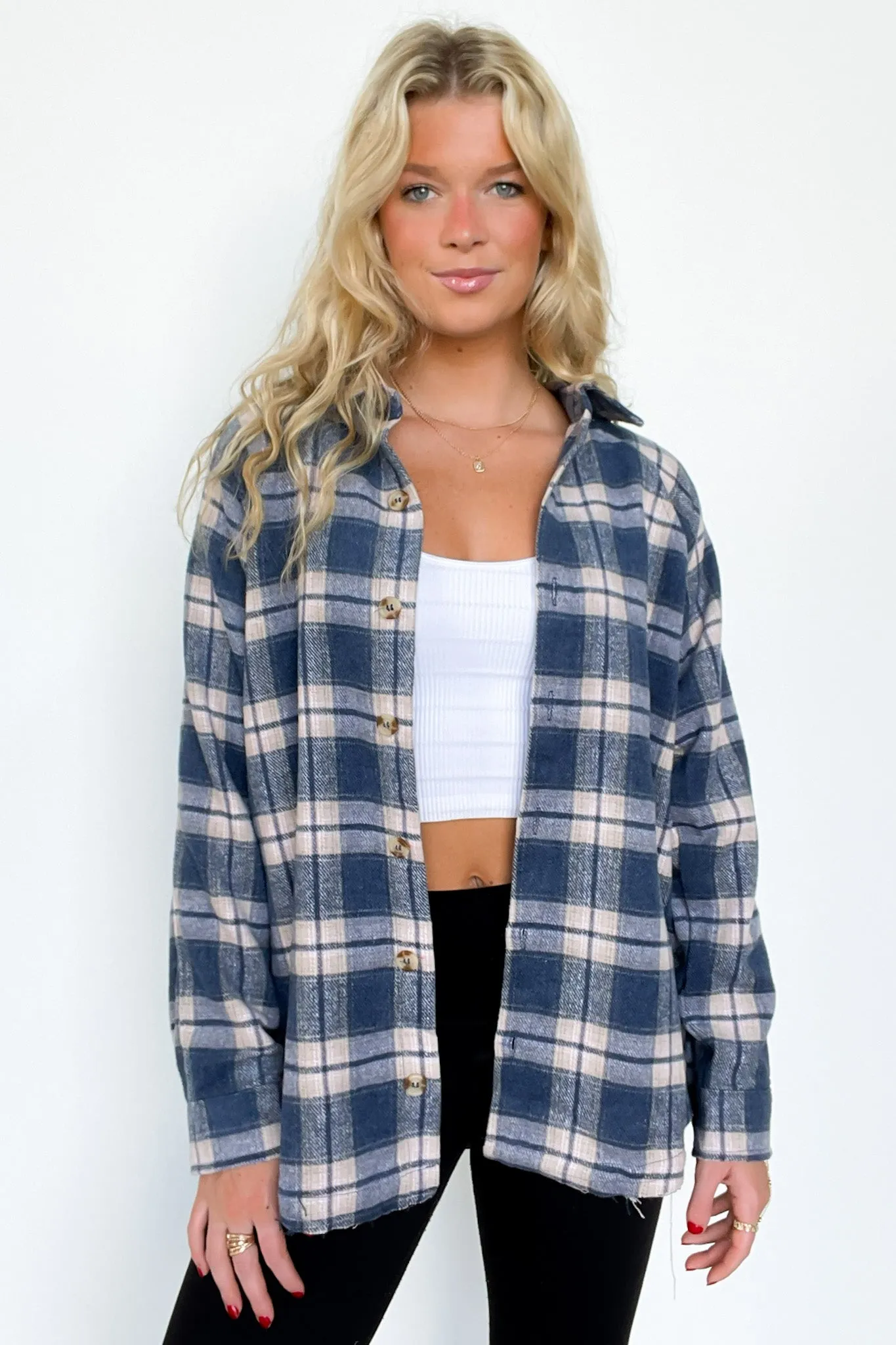 Keep It Cozy Oversized Button Down Plaid Flannel Top - FINAL SALE