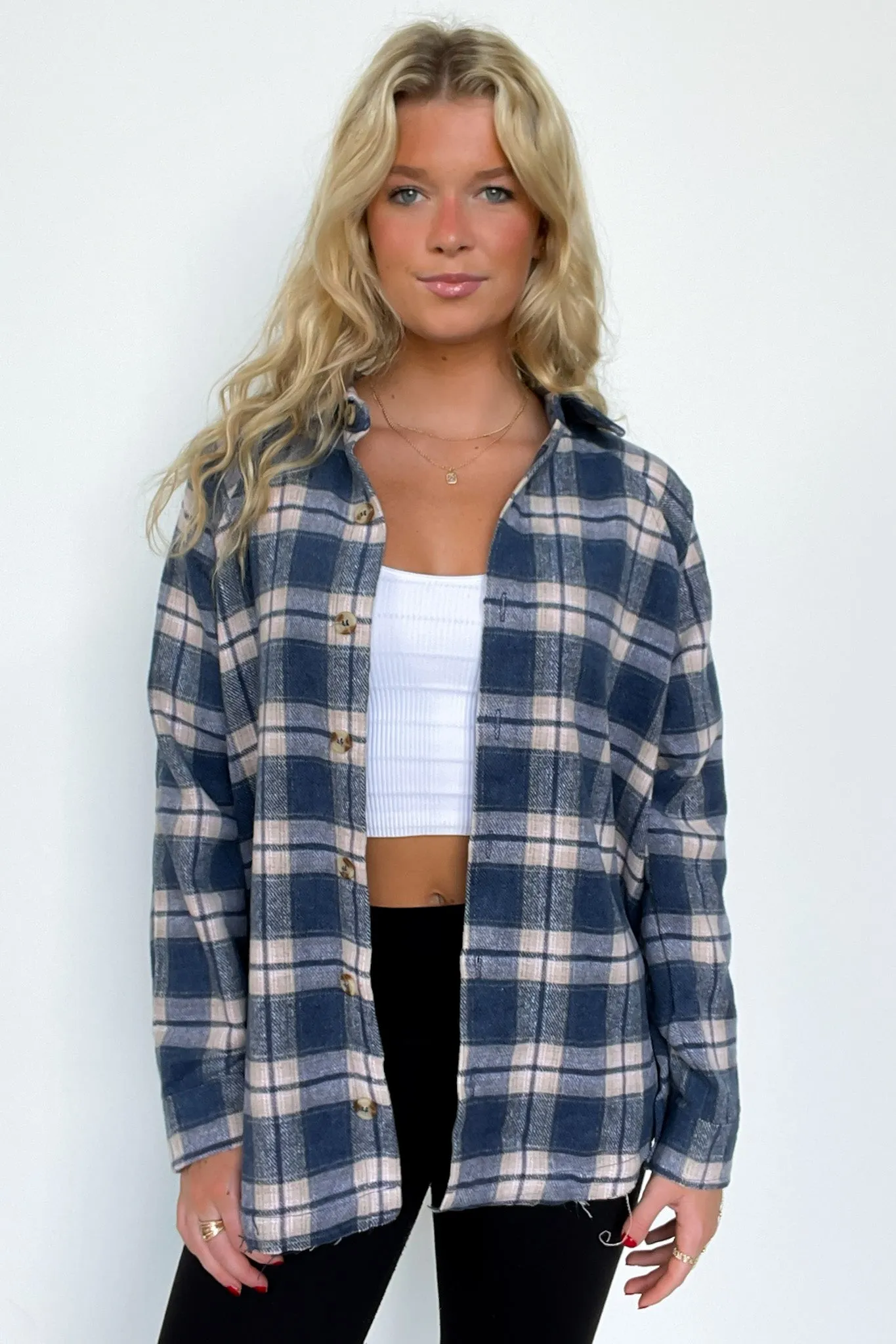 Keep It Cozy Oversized Button Down Plaid Flannel Top - FINAL SALE