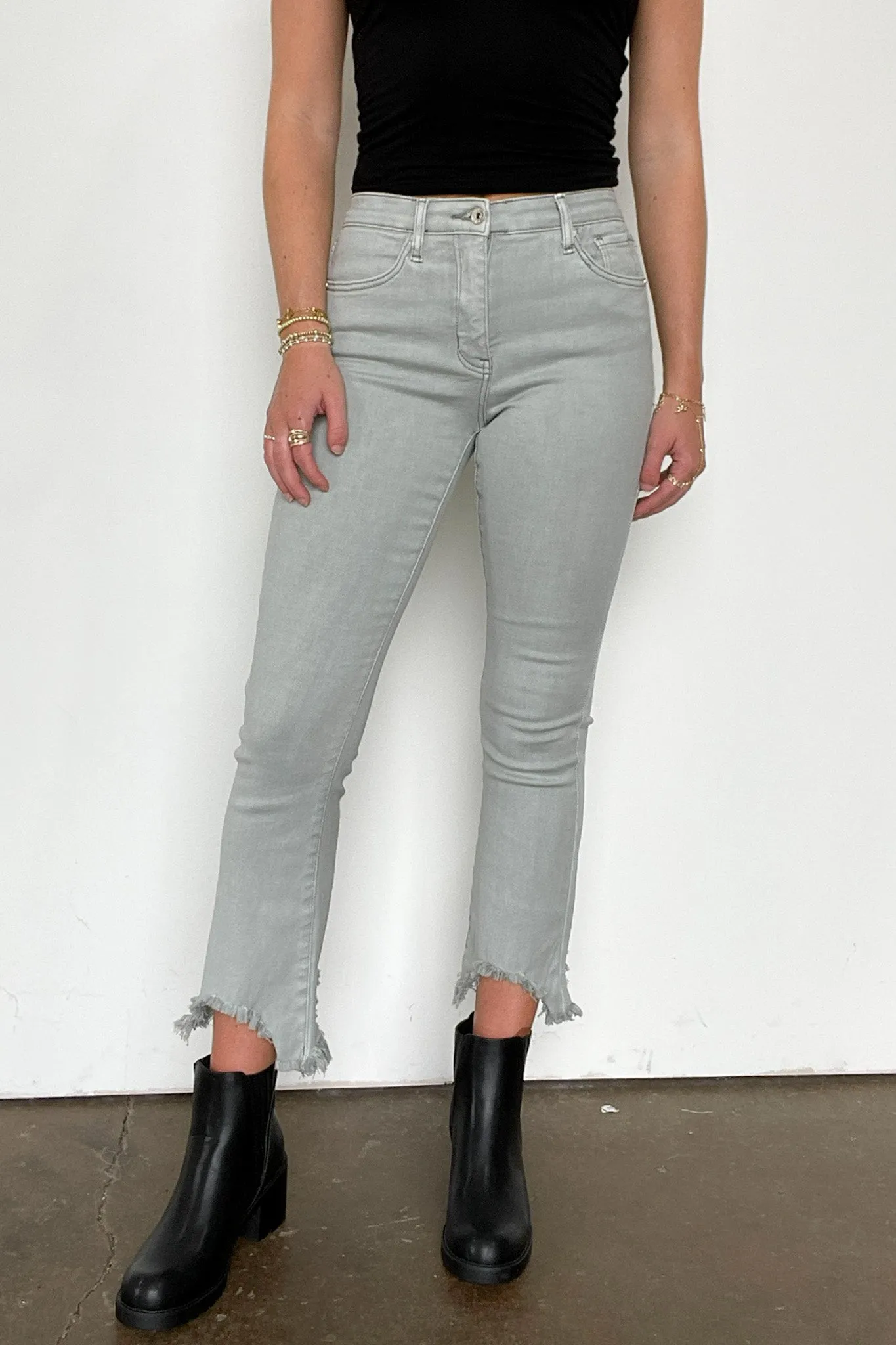 Kelsea Mid Rise Kick Flare Distressed Jeans