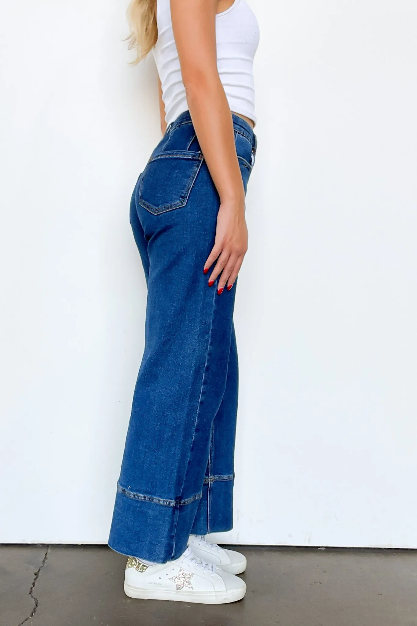 Kerra Mid Rise Crop Pleated Jeans