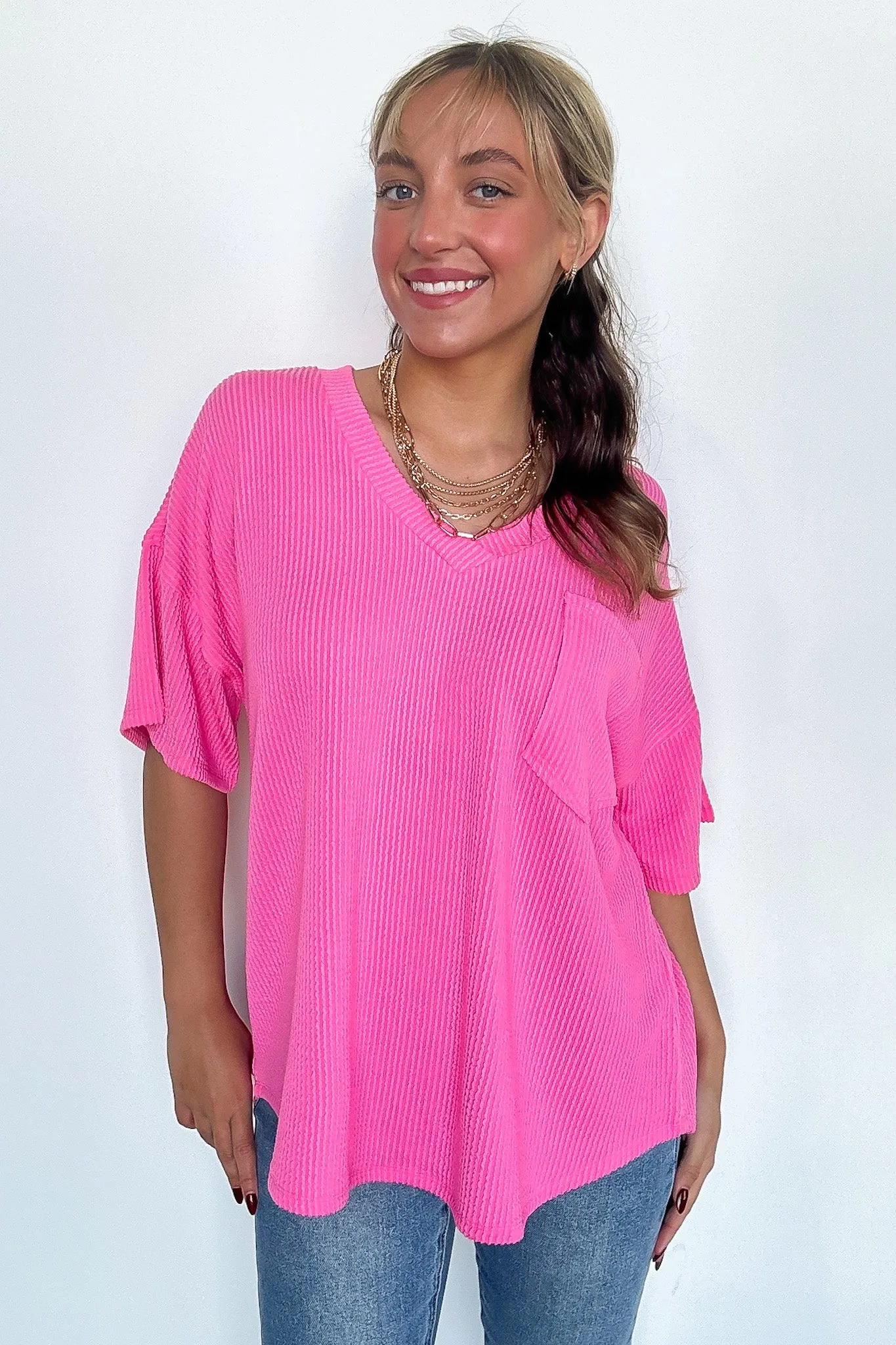 Kirbie V-Neck Pocket Top