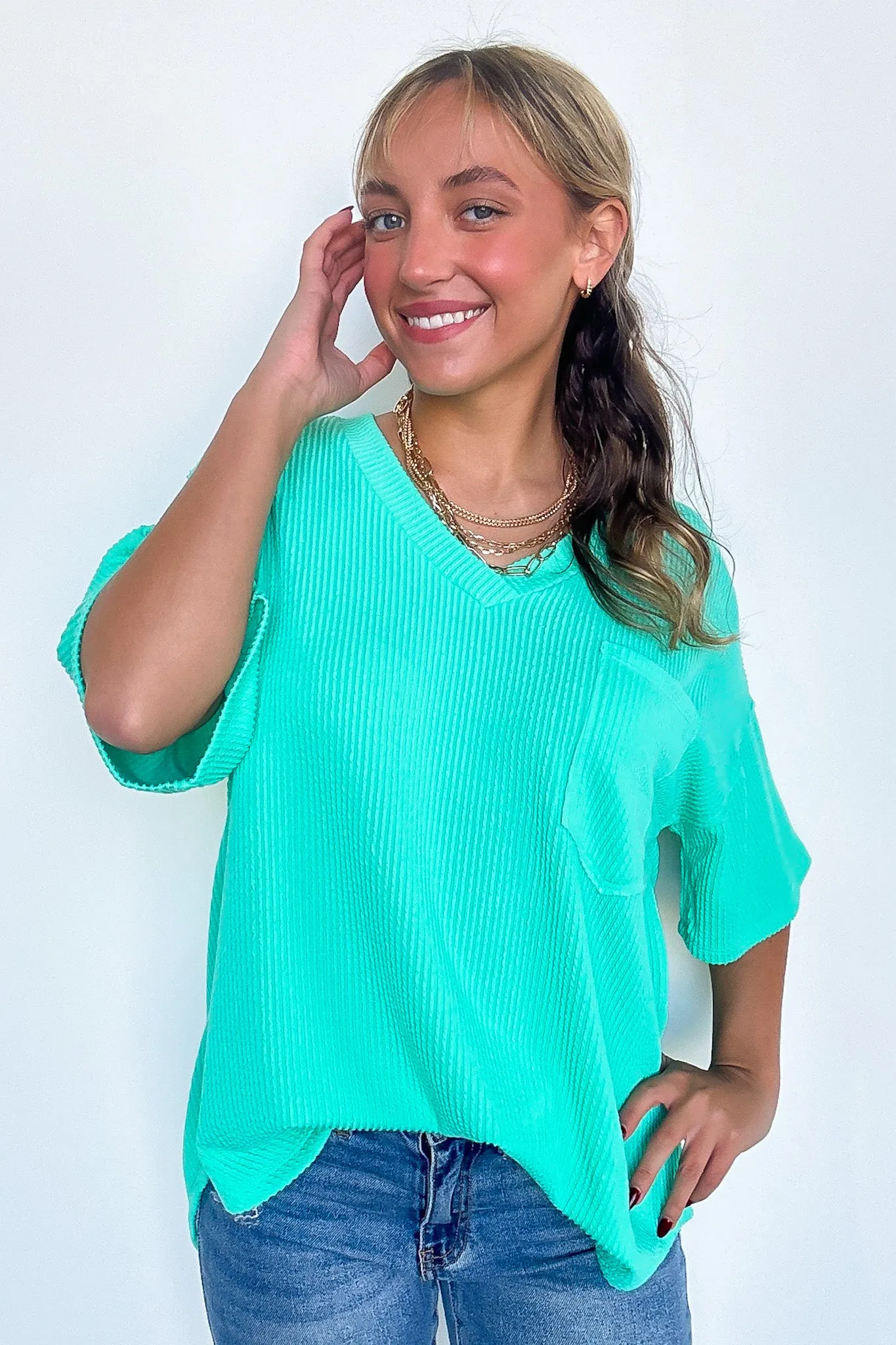 Kirbie V-Neck Pocket Top