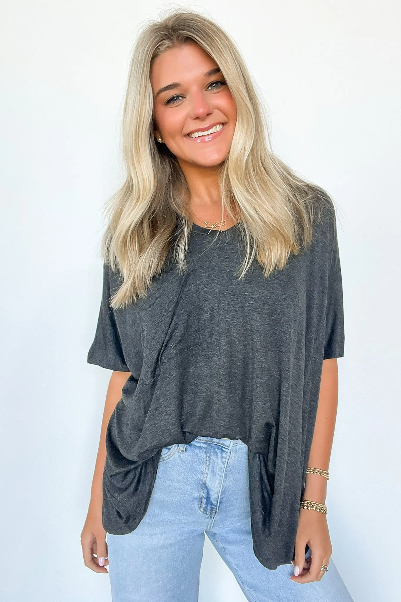 Krystle V-Neck Front Pocket Top