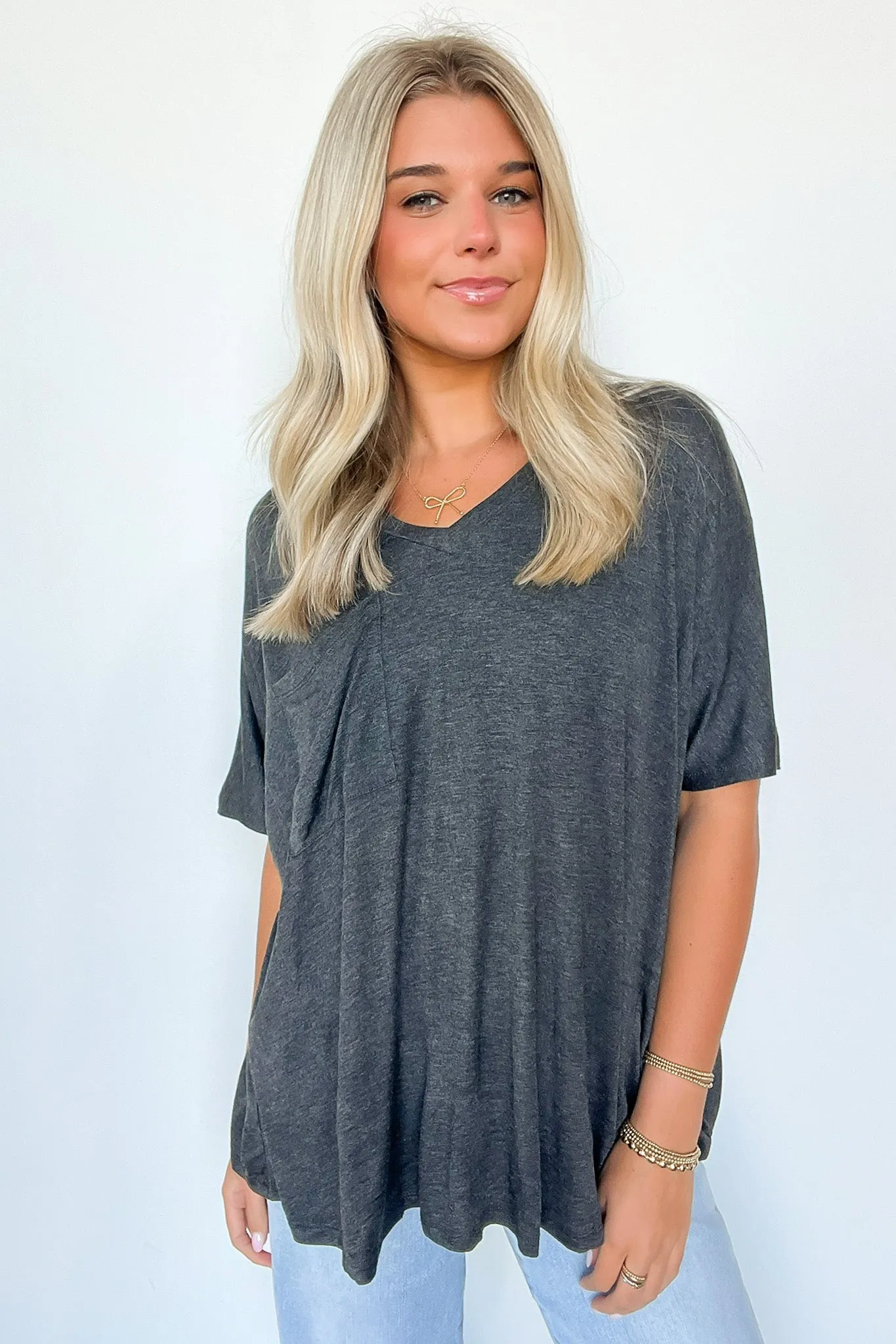 Krystle V-Neck Front Pocket Top
