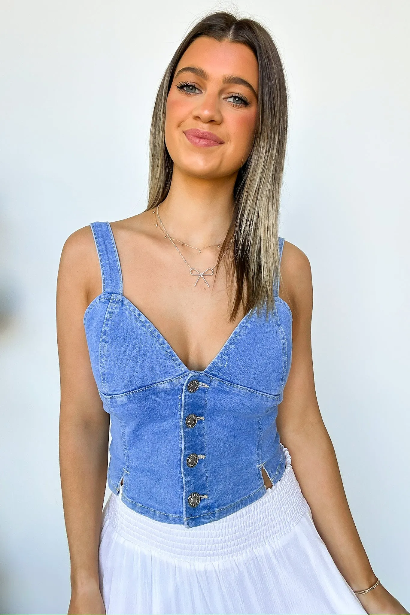 Kyra Denim Vest Tank Top - FINAL SALE