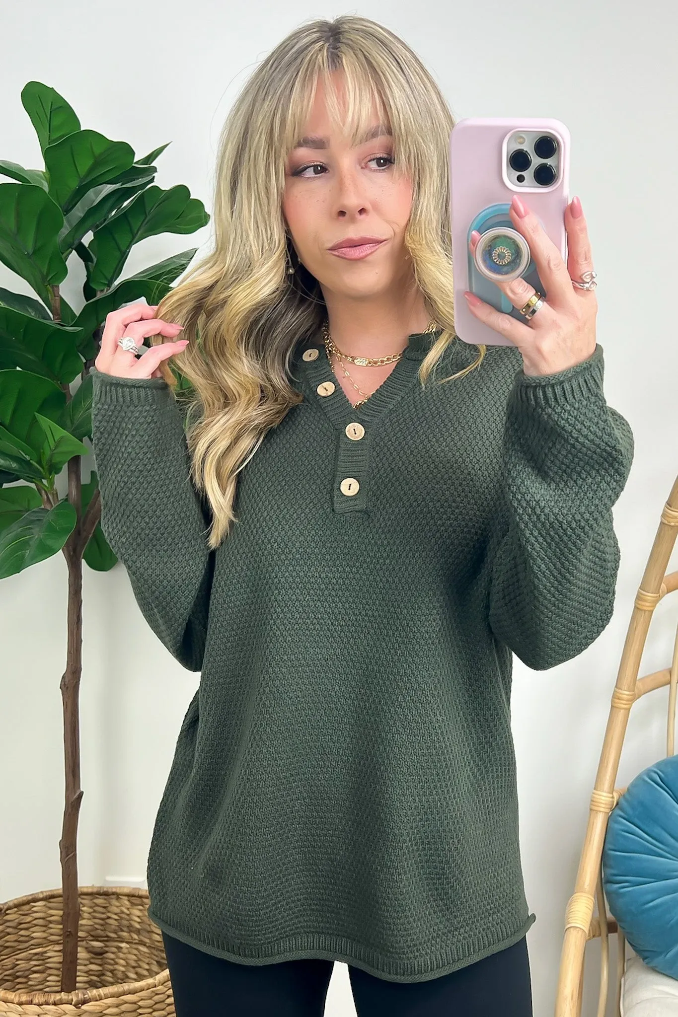 Kyrie Button Henley Knit Sweater - FINAL SALE