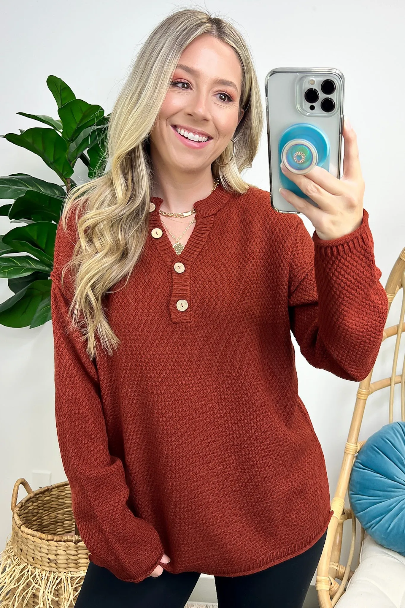 Kyrie Button Henley Knit Sweater - FINAL SALE